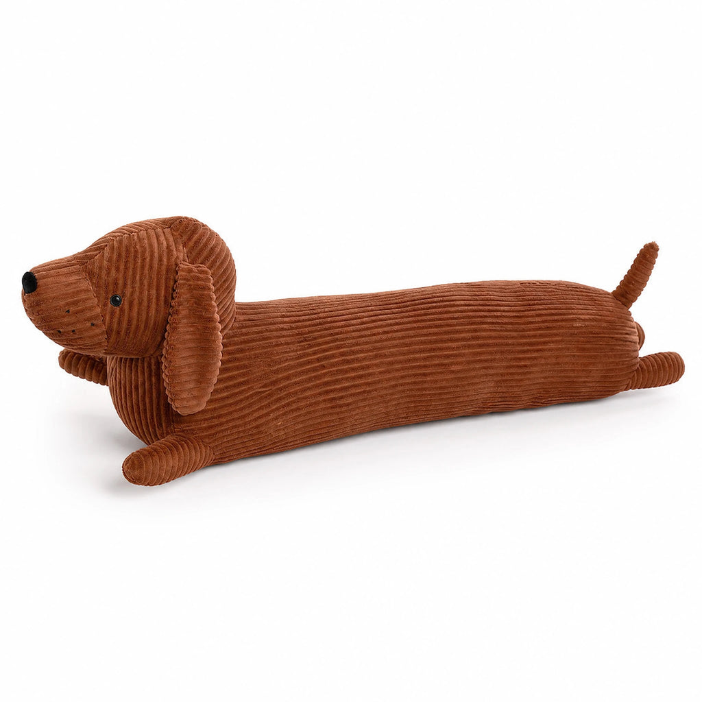 Dachshund Plush with Long Body and Corduroy Texture - Fond blanc