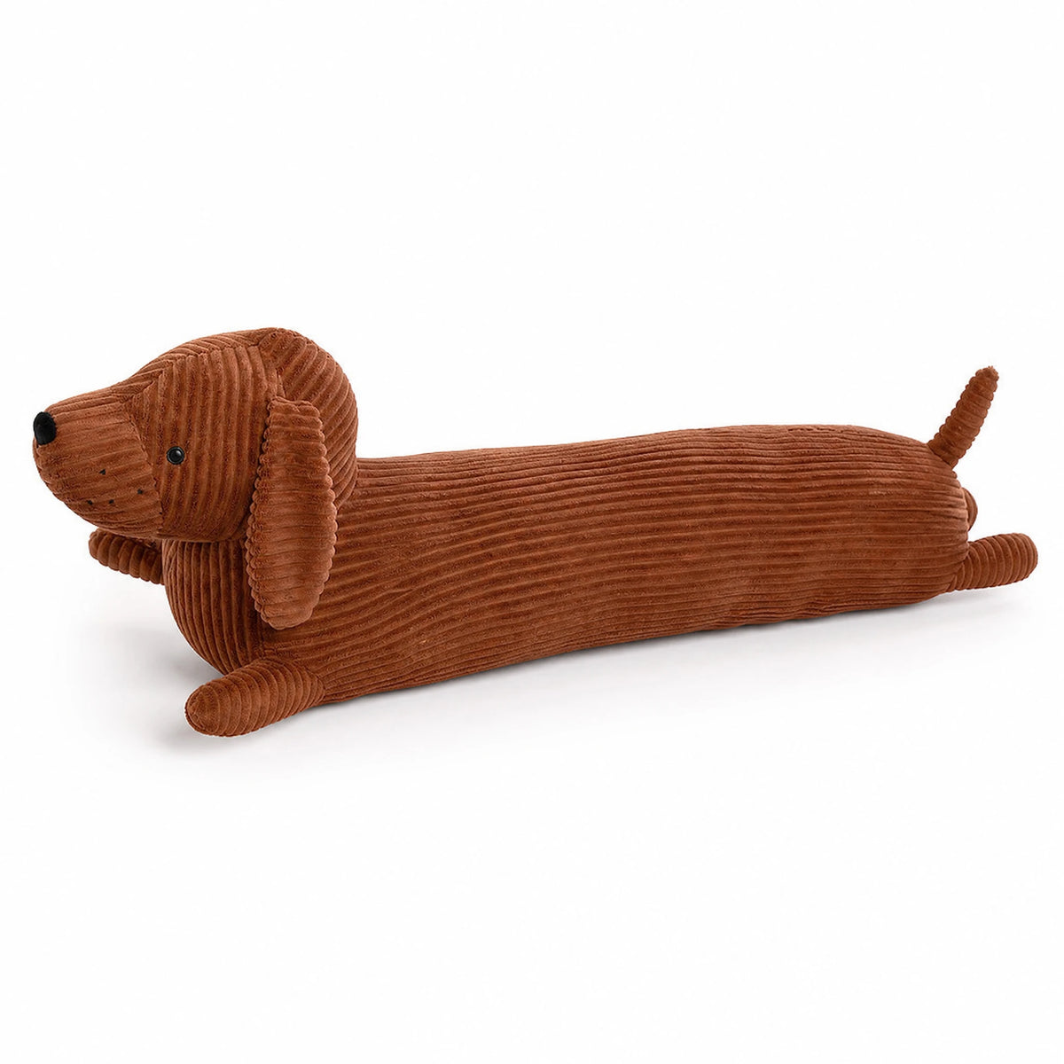 Dachshund Plush with Long Body and Corduroy Texture - Fond blanc