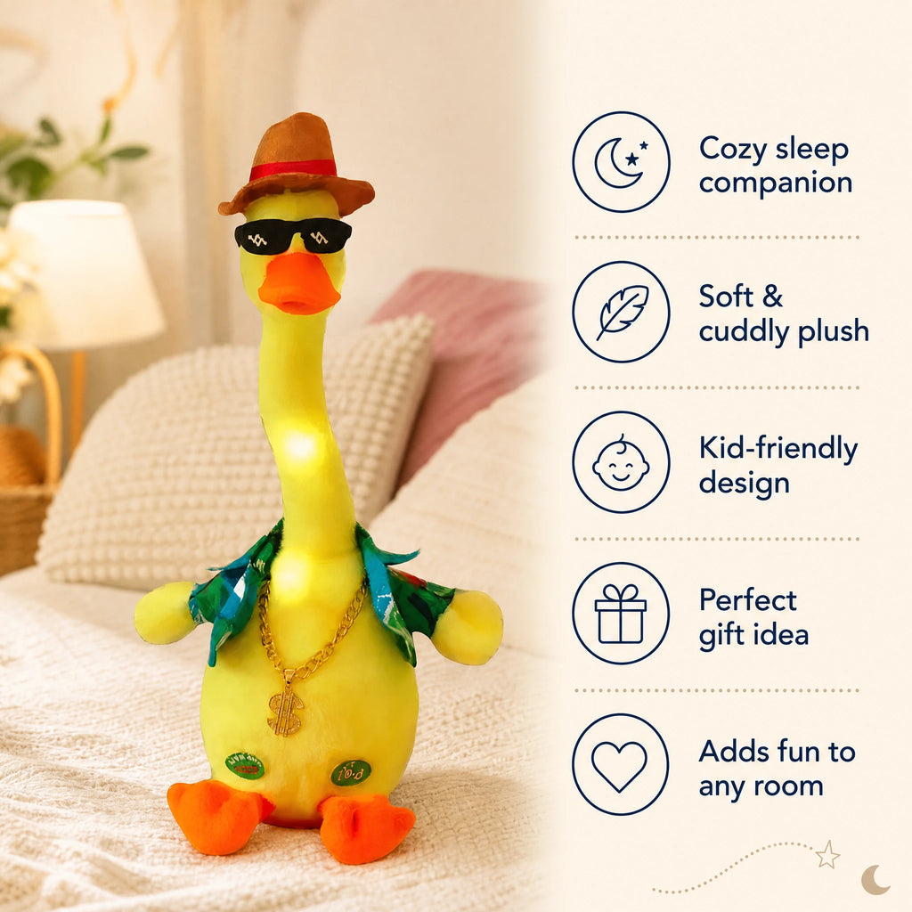 Dancing Duck Plush with Hat and Sunglasses - Bénéfices produit