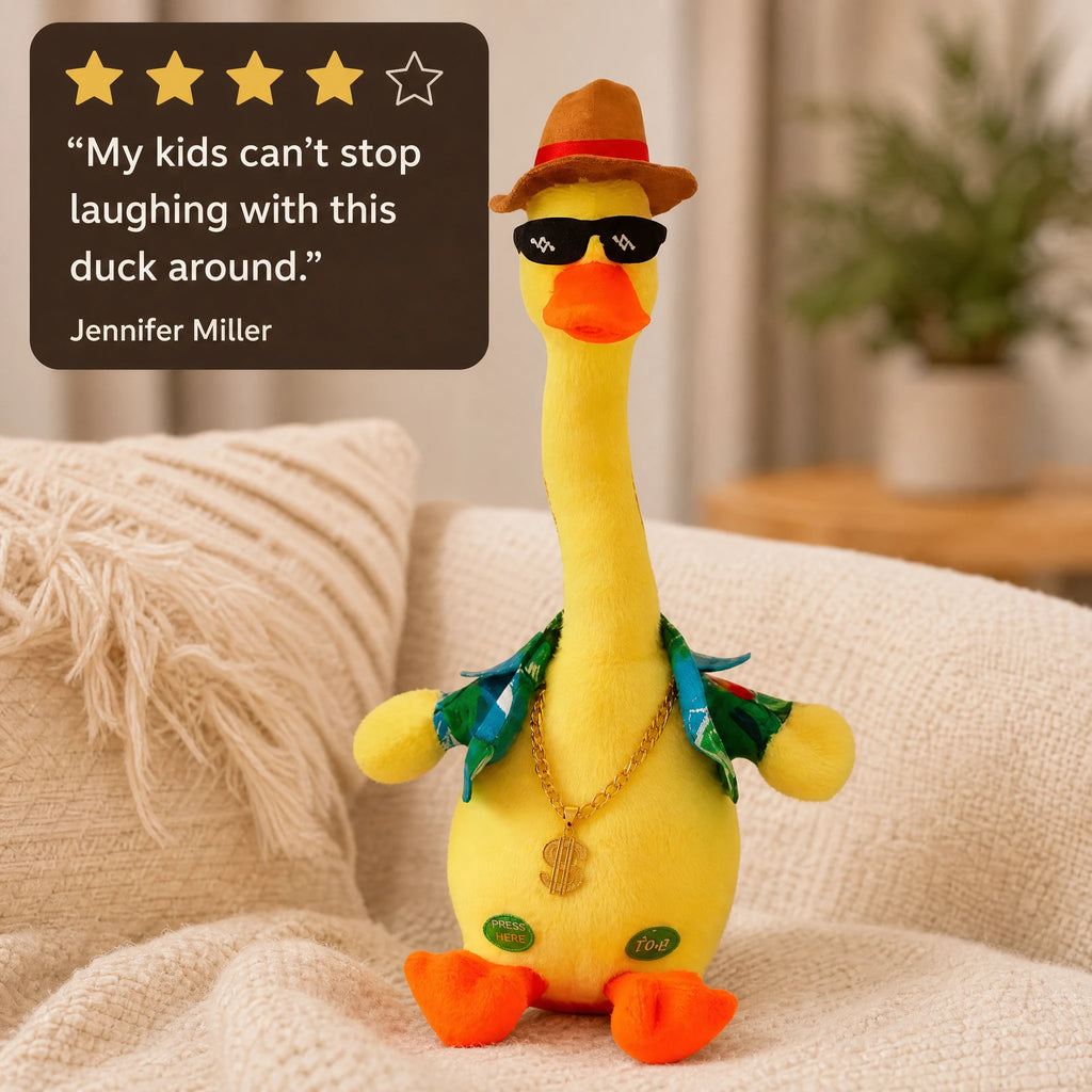 Dancing Duck Plush with Hat and Sunglasses - Image témoignage