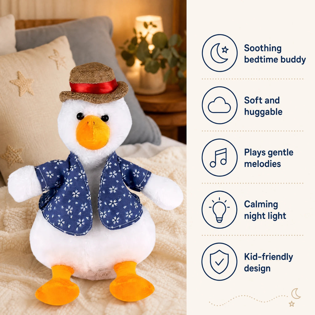 Dancing Duck Plush with Music and Motion - White Duck in Vest - Bénéfices produit