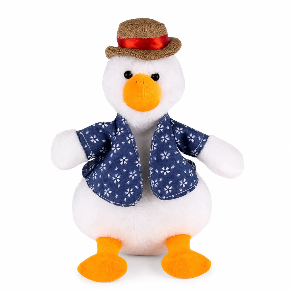 Dancing Duck Plush with Music and Motion - White Duck in Vest - Fond blanc