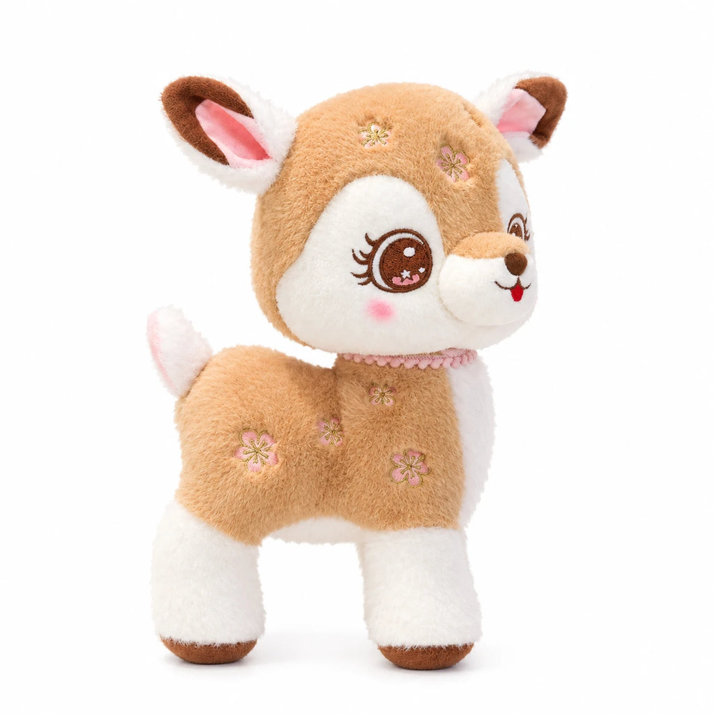 Deer Plush Toy with Sakura Blossom Embroidery - Brown (Maple) / 10in / 25cm … (3 tailles)