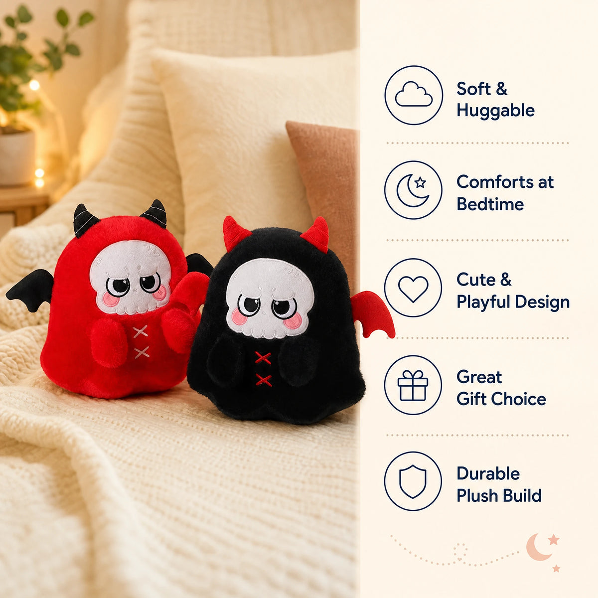 Devil Plush with Skull Face and Wings - Bénéfices produit