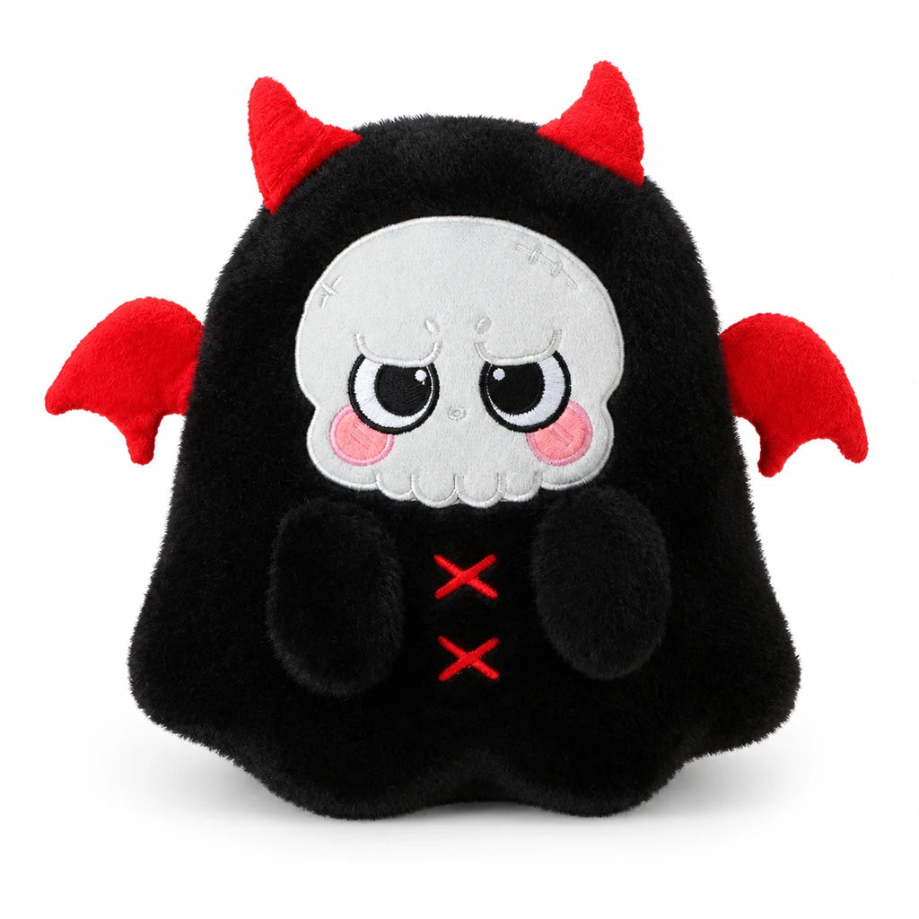Devil Plush with Skull Face and Wings - black