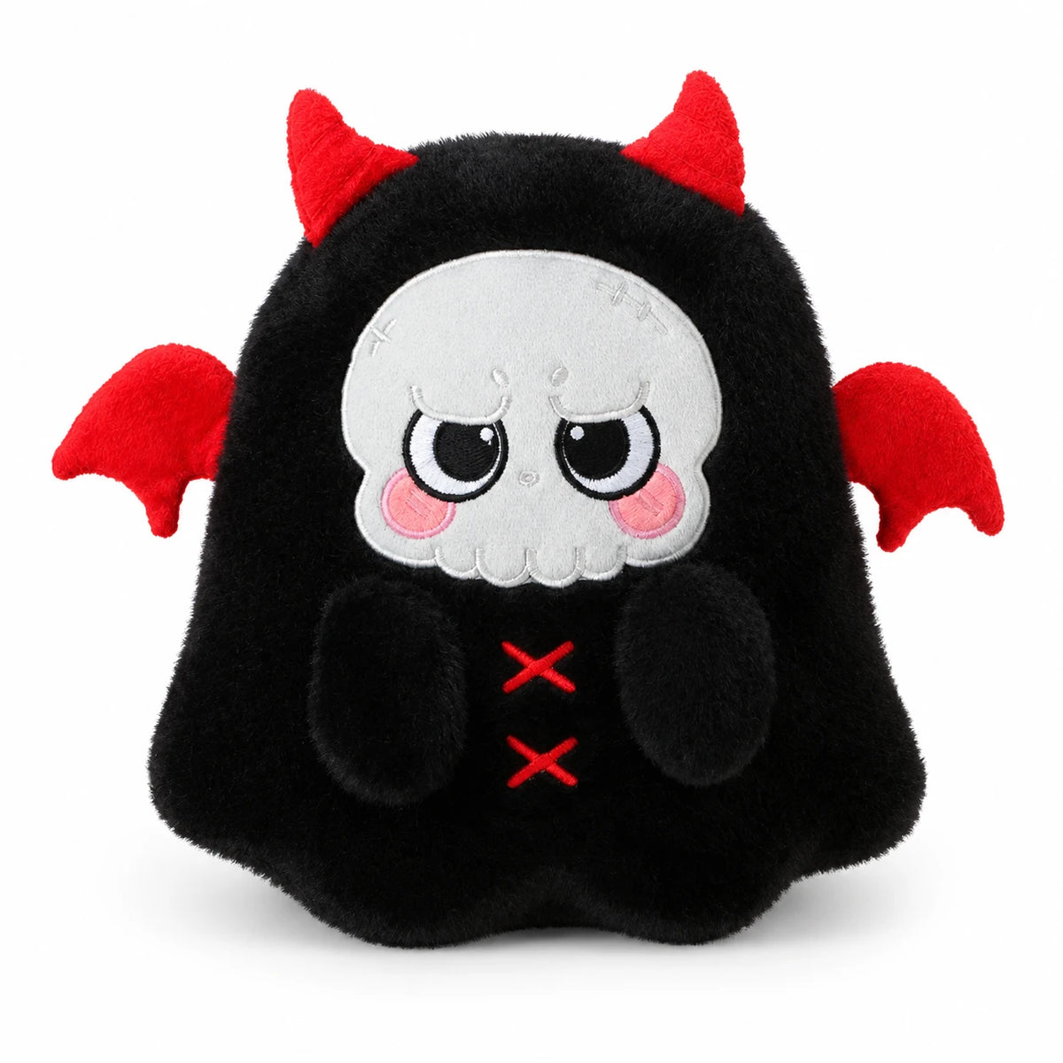 Devil Plush with Skull Face and Wings - black