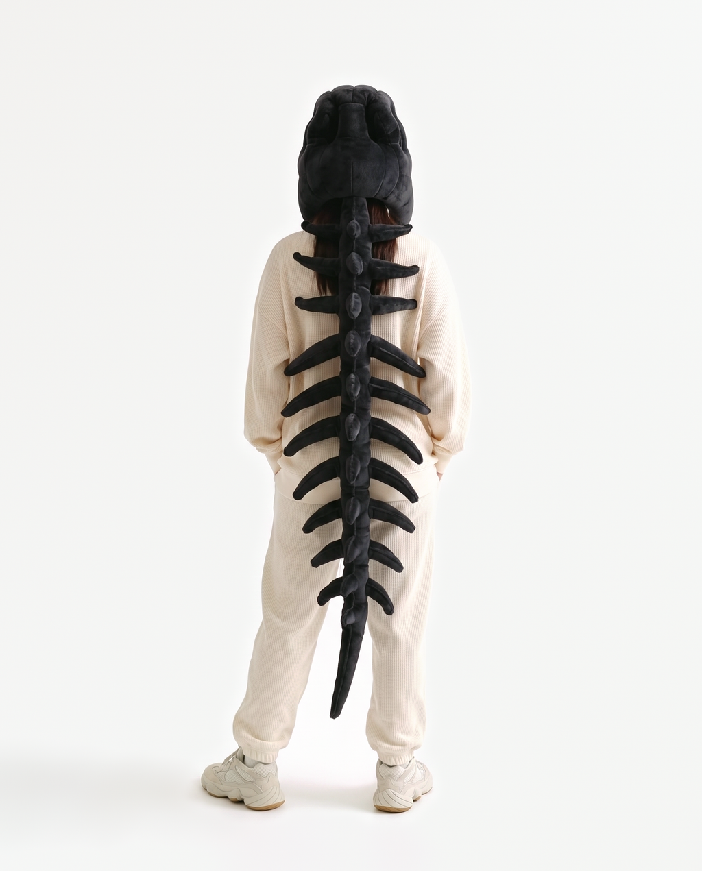Black Dinosaur Skeleton Costume, back view