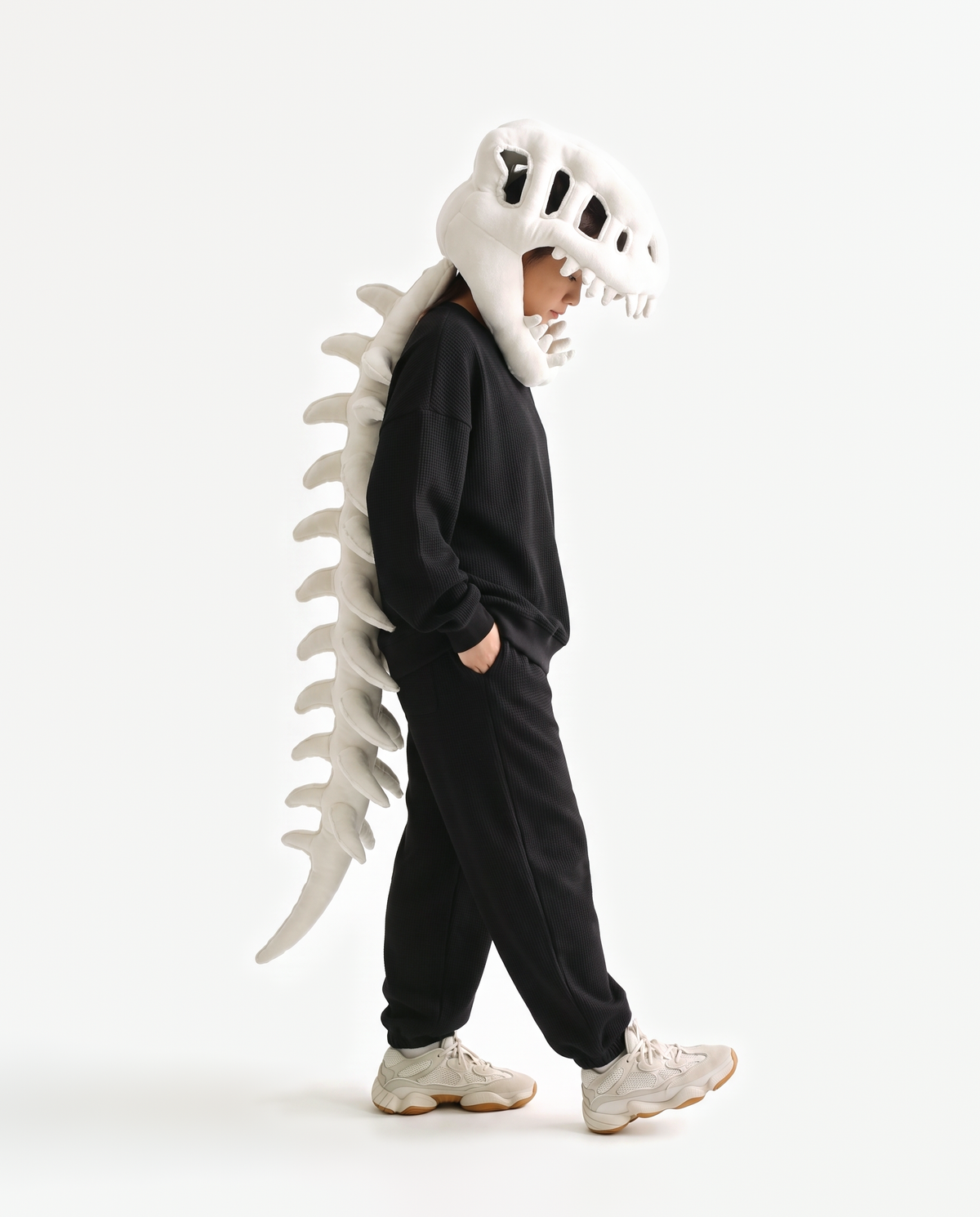 Bone Dinosaur Skeleton Costume, side view walking
