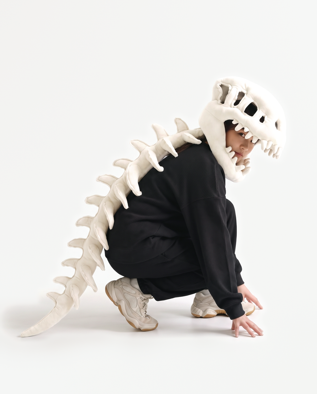 Bone Dinosaur Skeleton Costume, crouching