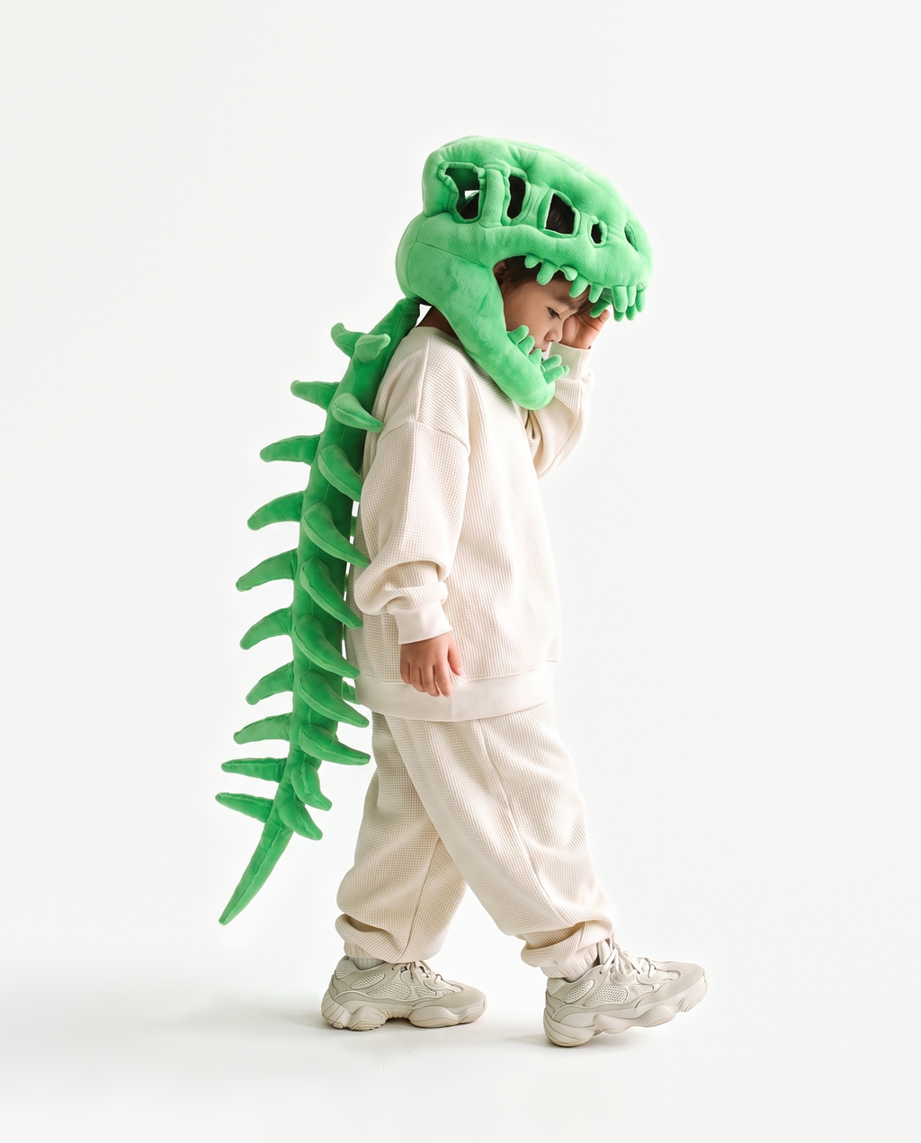 Green Dinosaur Skeleton Costume, side view back view