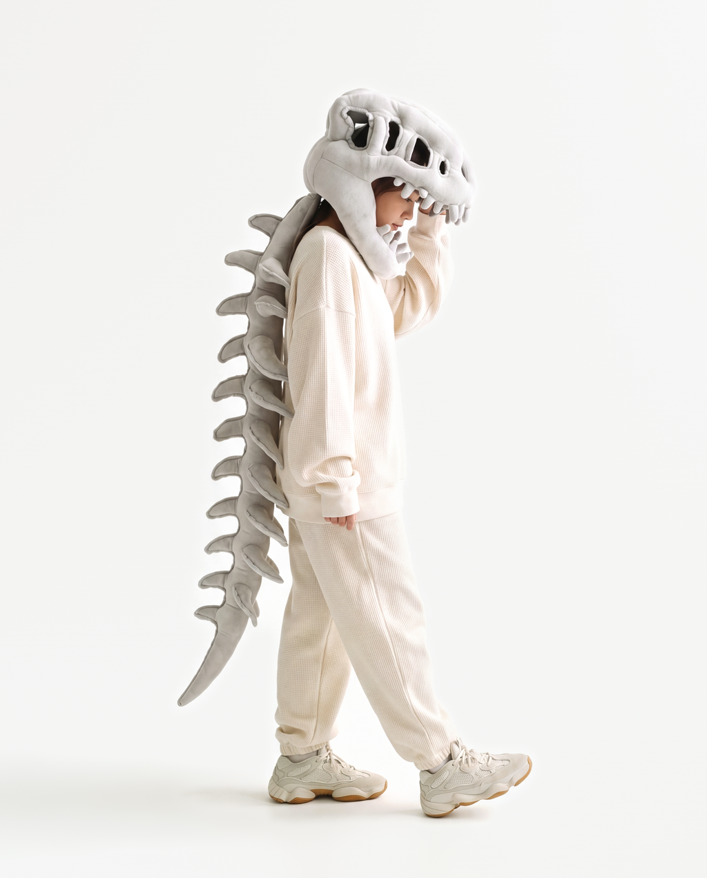 Grey Dinosaur Skeleton Costume, side view