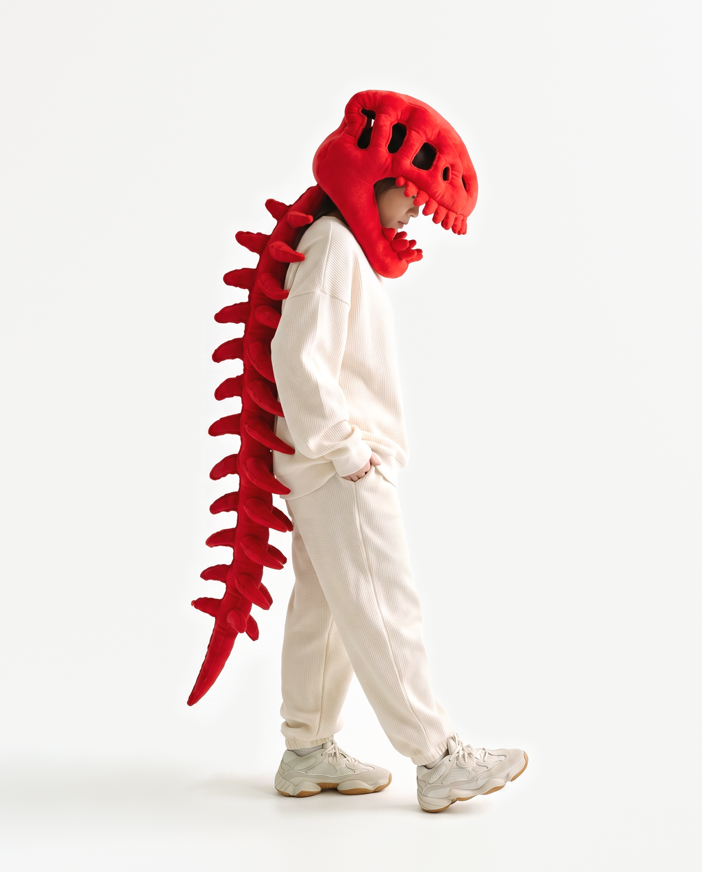 Red Dinosaur Skeleton Costume, side view
