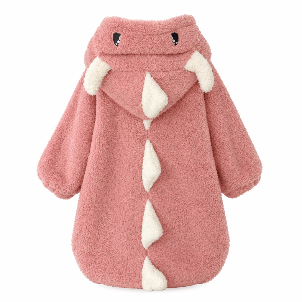 Dinosaur Hoodie Blanket with Plush Dragon Scales - Pink