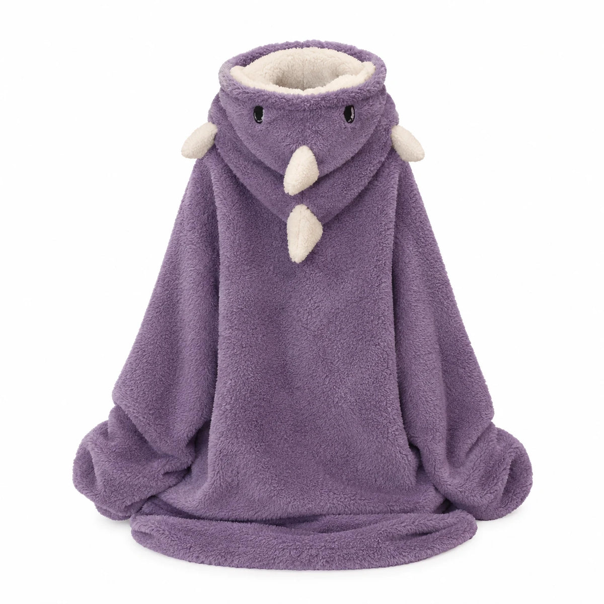 Dinosaur Hoodie Blanket with Plush Dragon Scales - Purple