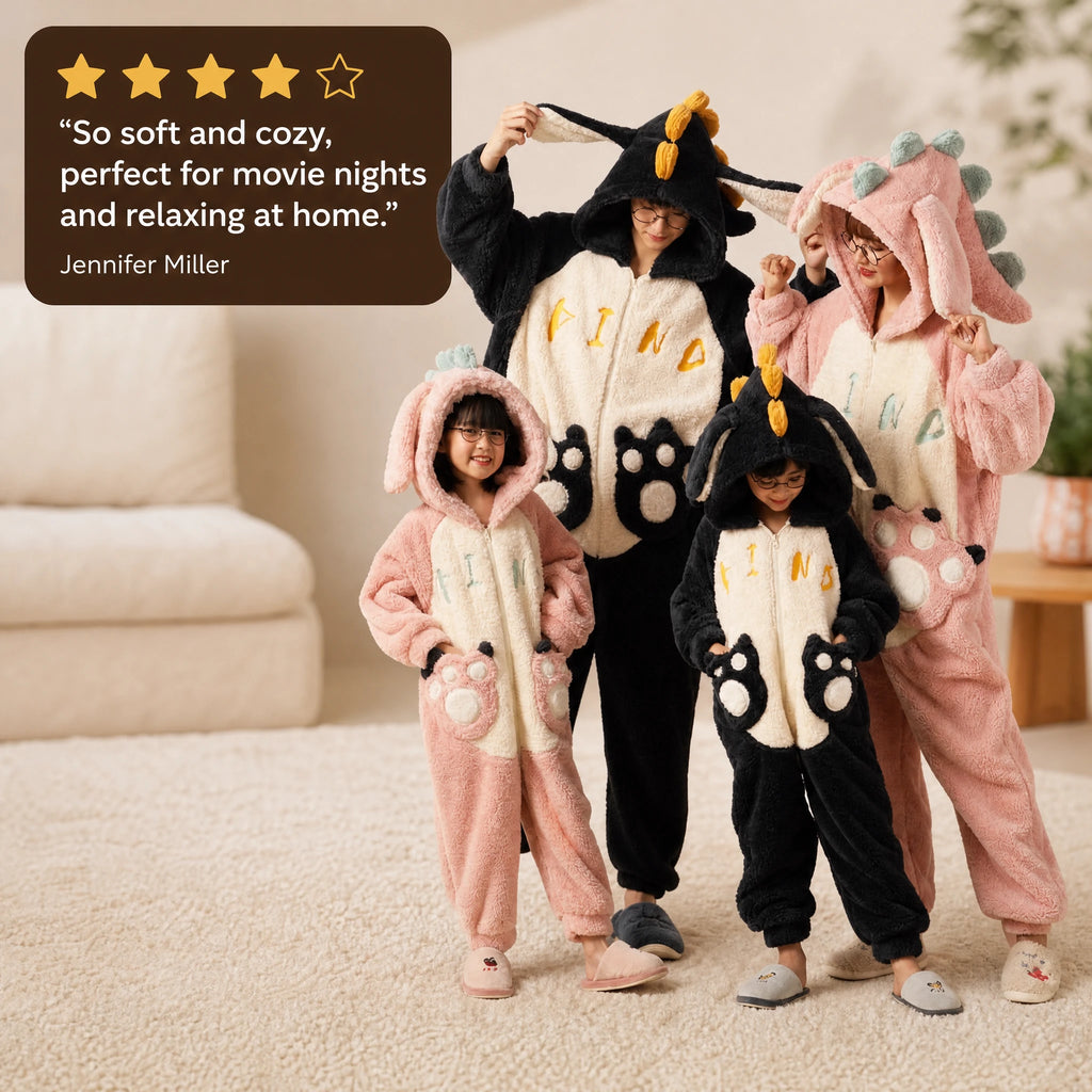 Dinosaur Onesie Pajamas with Hood and Paw Prints - Image témoignage