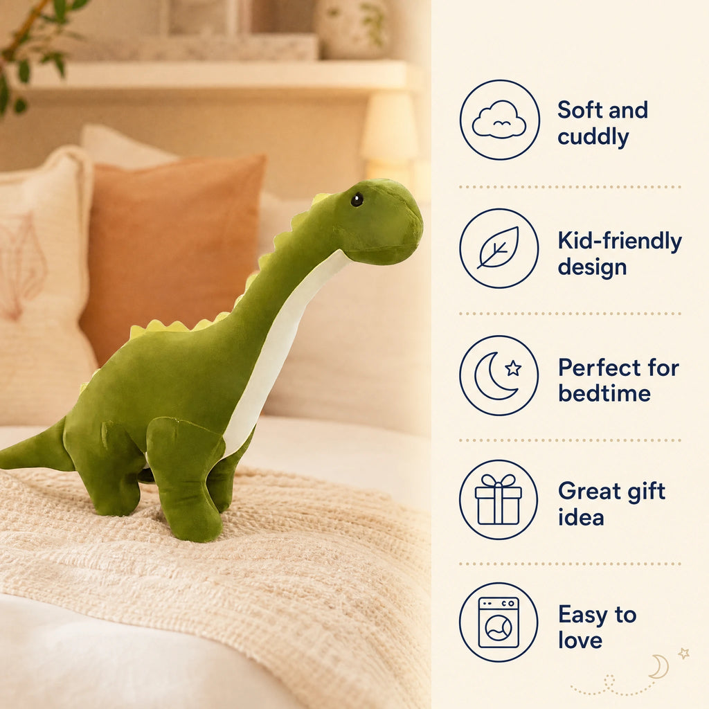 Dinosaur Plush Long Neck Brontosaurus in Green - Bénéfices produit