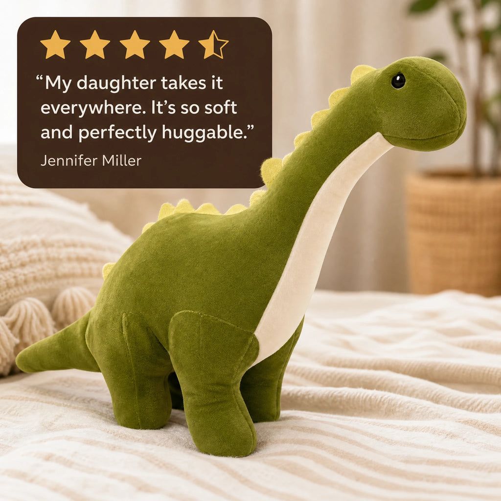 Dinosaur Plush Long Neck Brontosaurus in Green - Image témoignage