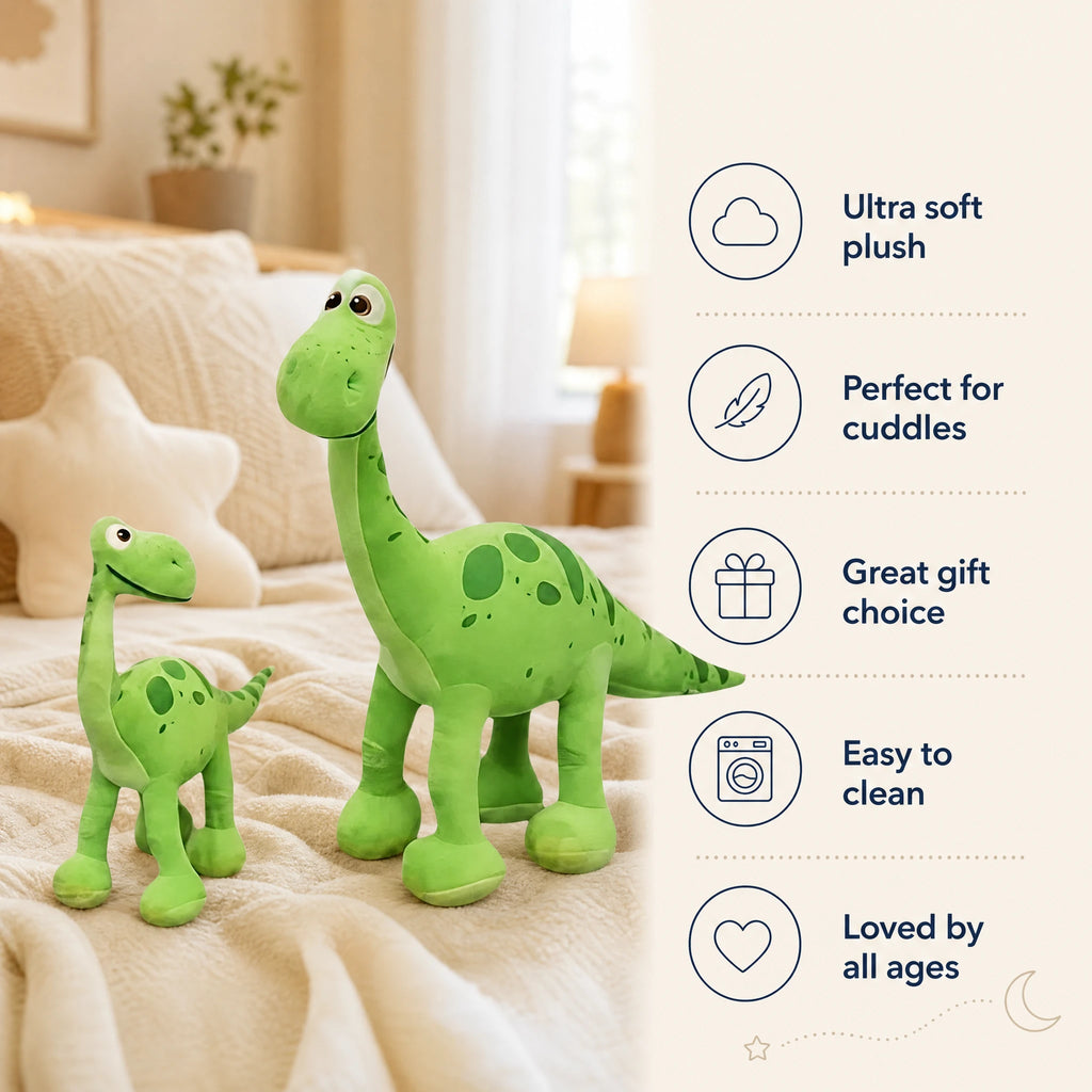 Dinosaur Plush – Long-Necked Brontosaurus in Green - Bénéfices produit