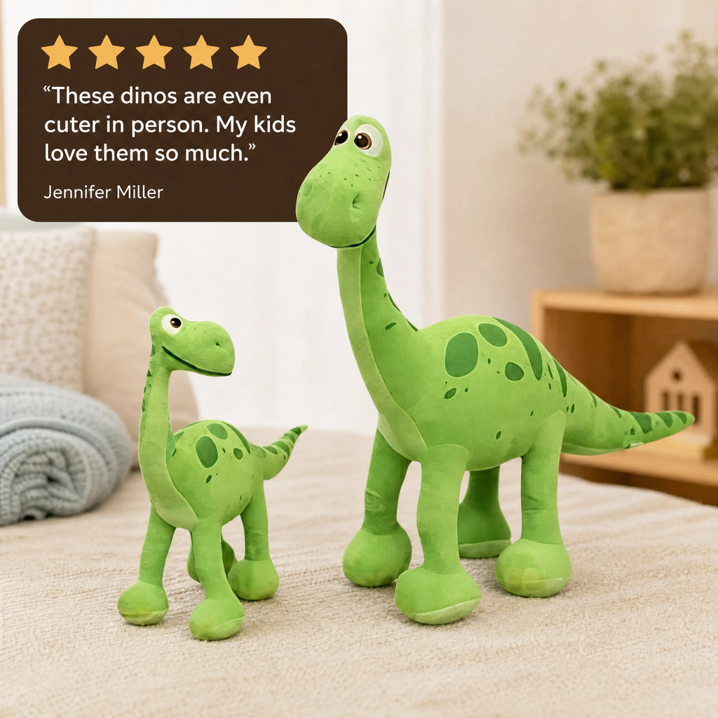 Dinosaur Plush – Long-Necked Brontosaurus in Green - Image témoignage