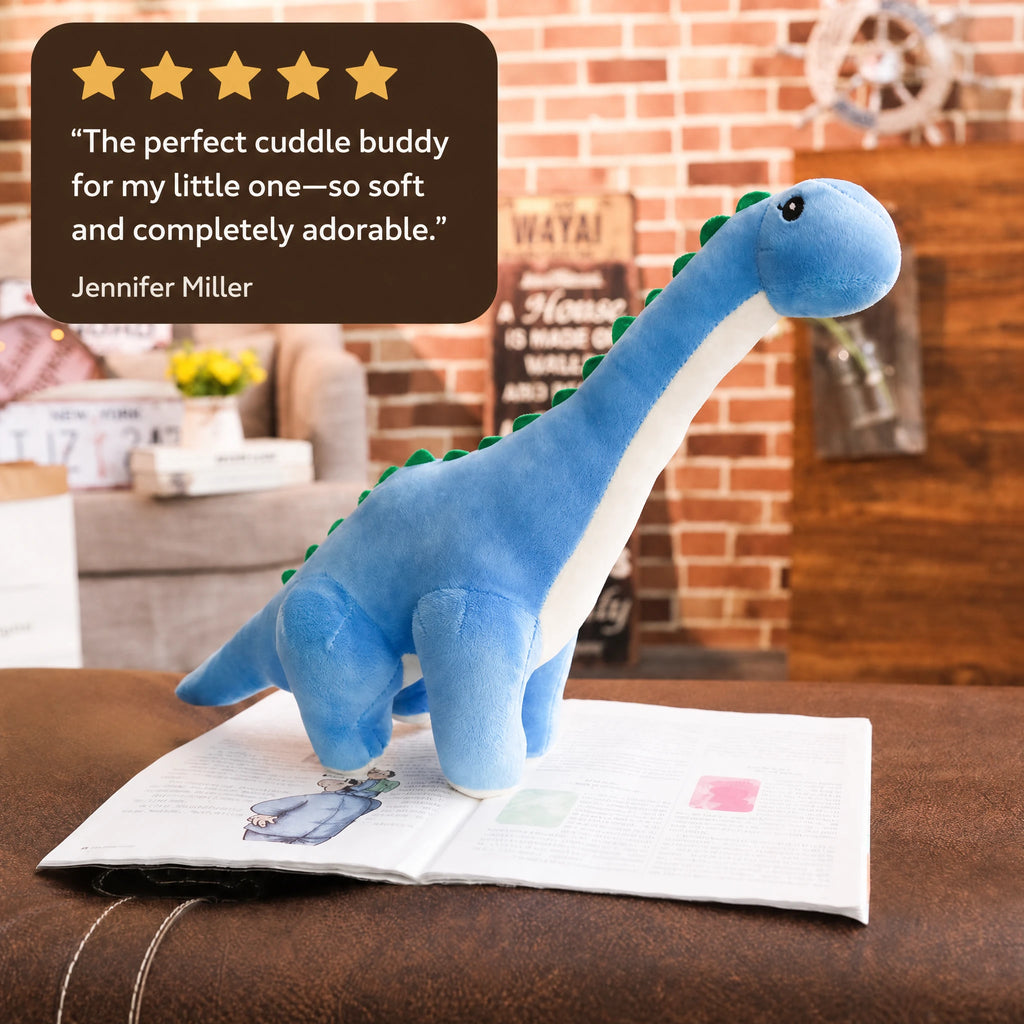 Dinosaur Plush Toy Long Neck Brachiosaurus Blue - Image témoignage
