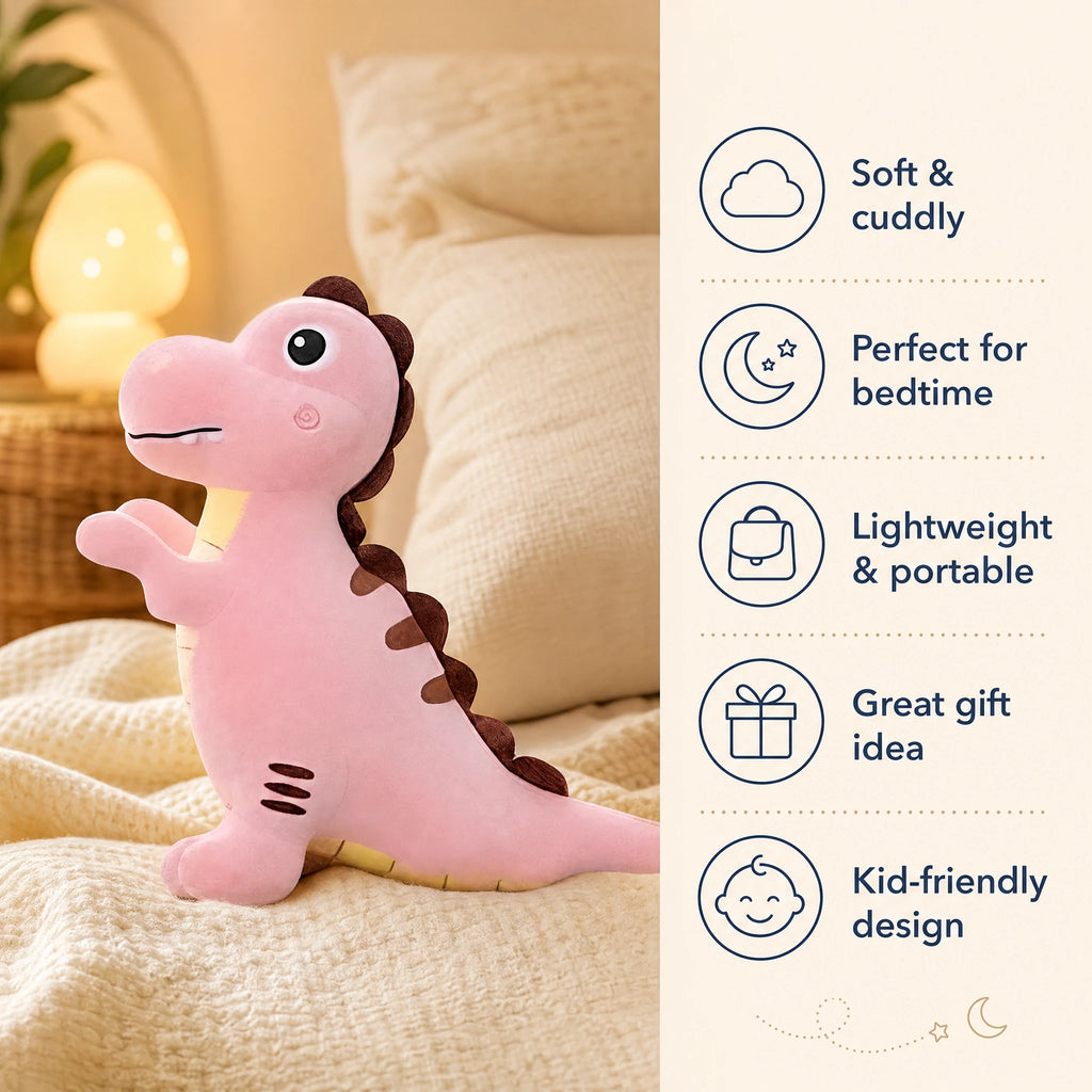 Dinosaur Plush Toy Pink T-Rex with Brown Spikes - Bénéfices produit