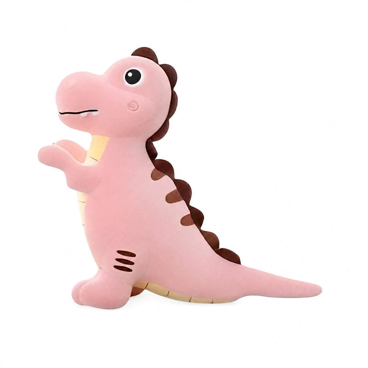 Dinosaur Plush Toy Pink T-Rex with Brown Spikes - Fond blanc