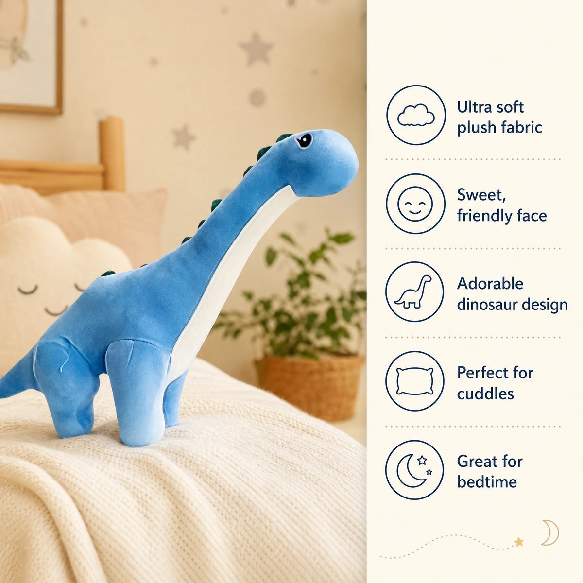 Dinosaur Plush Toy – Soft Blue Long-Neck Brachiosaurus - Bénéfices produit