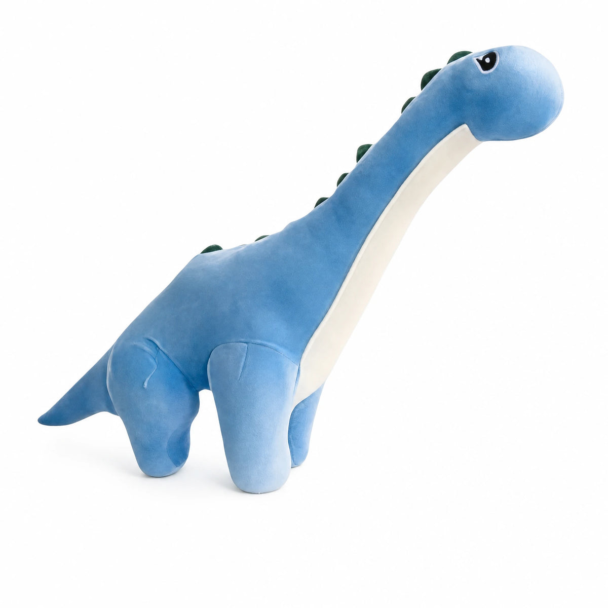Dinosaur Plush Toy – Soft Blue Long-Neck Brachiosaurus - Fond blanc