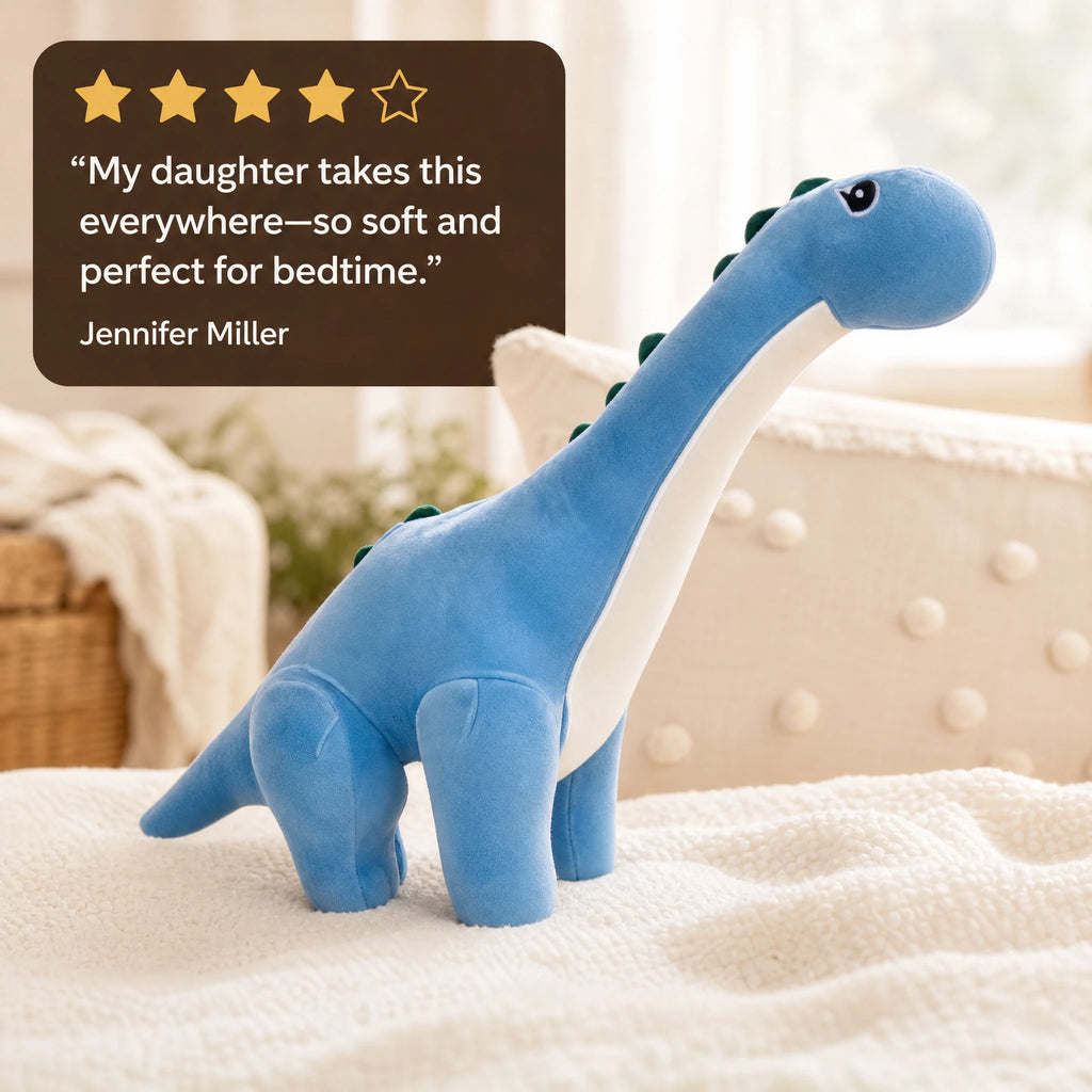 Dinosaur Plush Toy – Soft Blue Long-Neck Brachiosaurus - Image témoignage