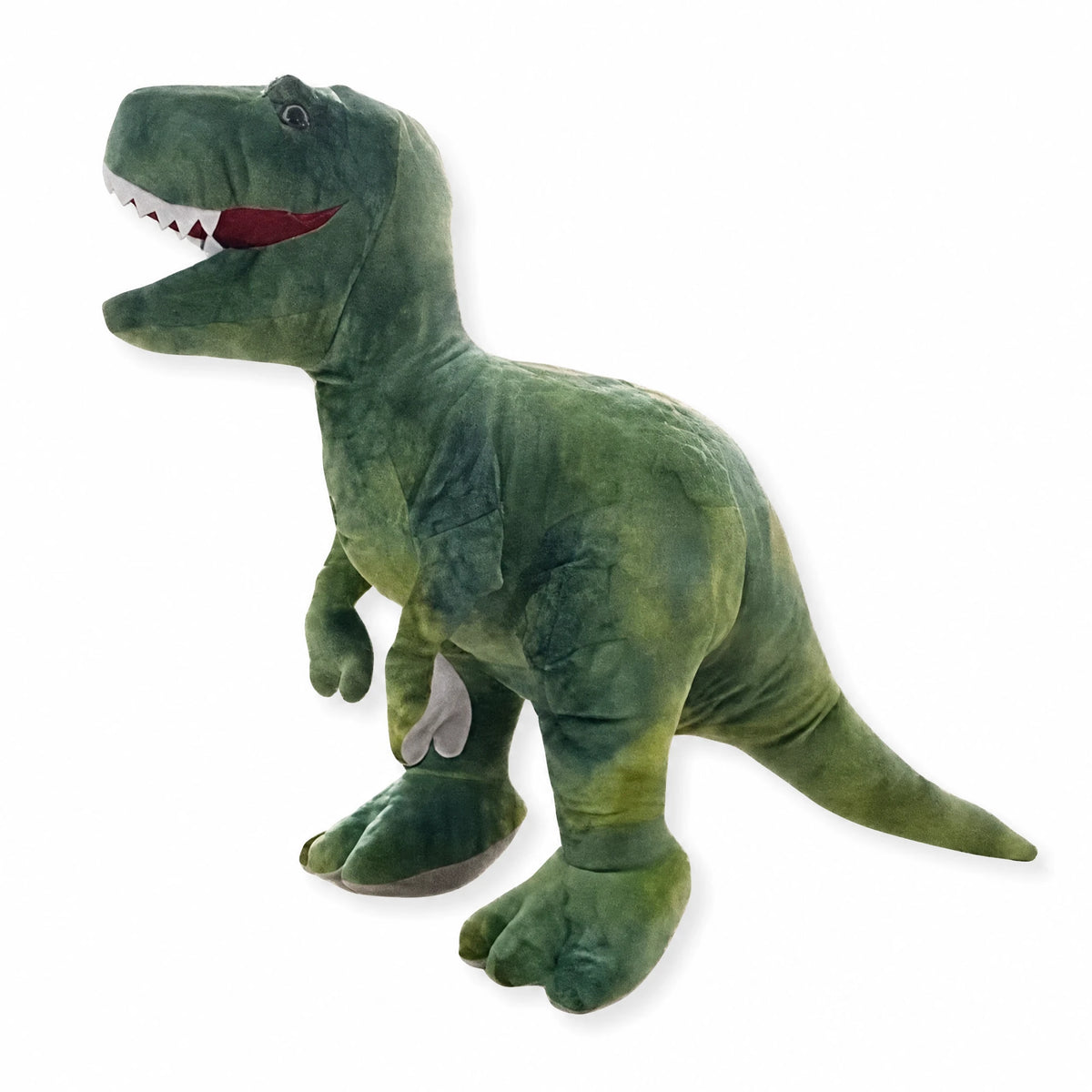 Dinosaur Plush Toy – T-Rex Stuffed Animal with Open Jaw - Fond blanc