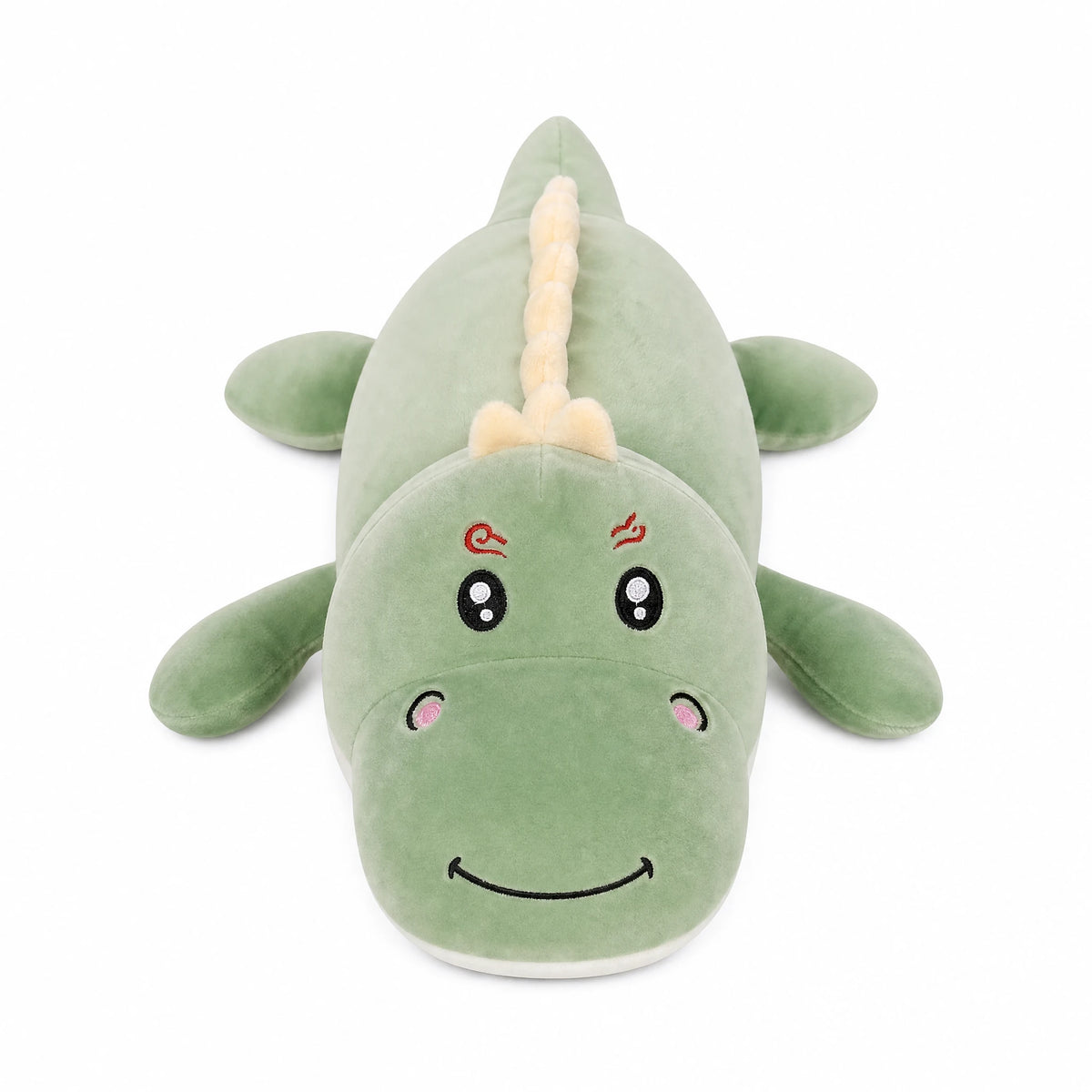 Dinosaur Plush Toy with Gentle Expression and Soft Texture - Fond blanc