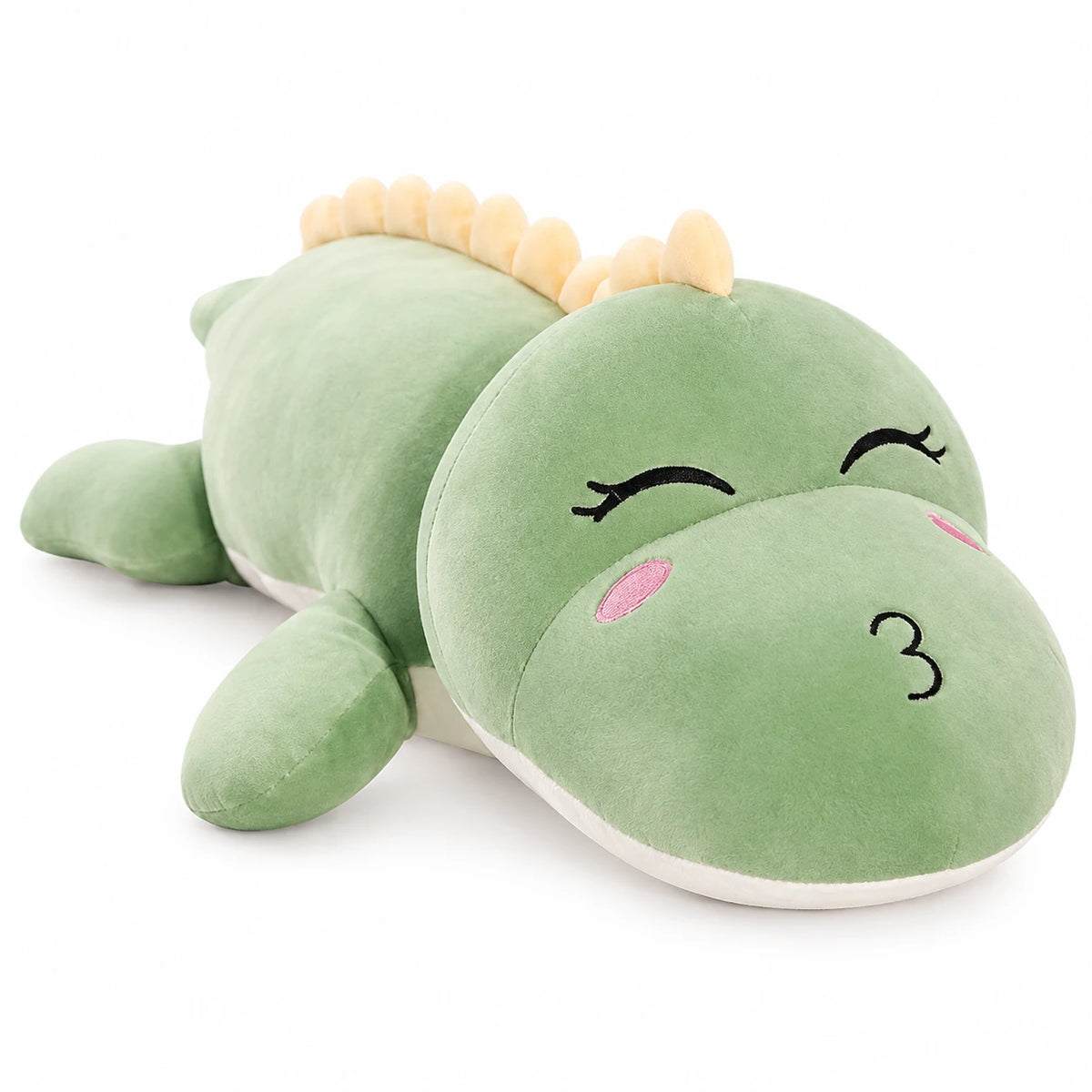 Dinosaur Plush Toy with Gentle Expression and Soft Texture - Green / Kissing / 19in / 50cm … (5 tailles)