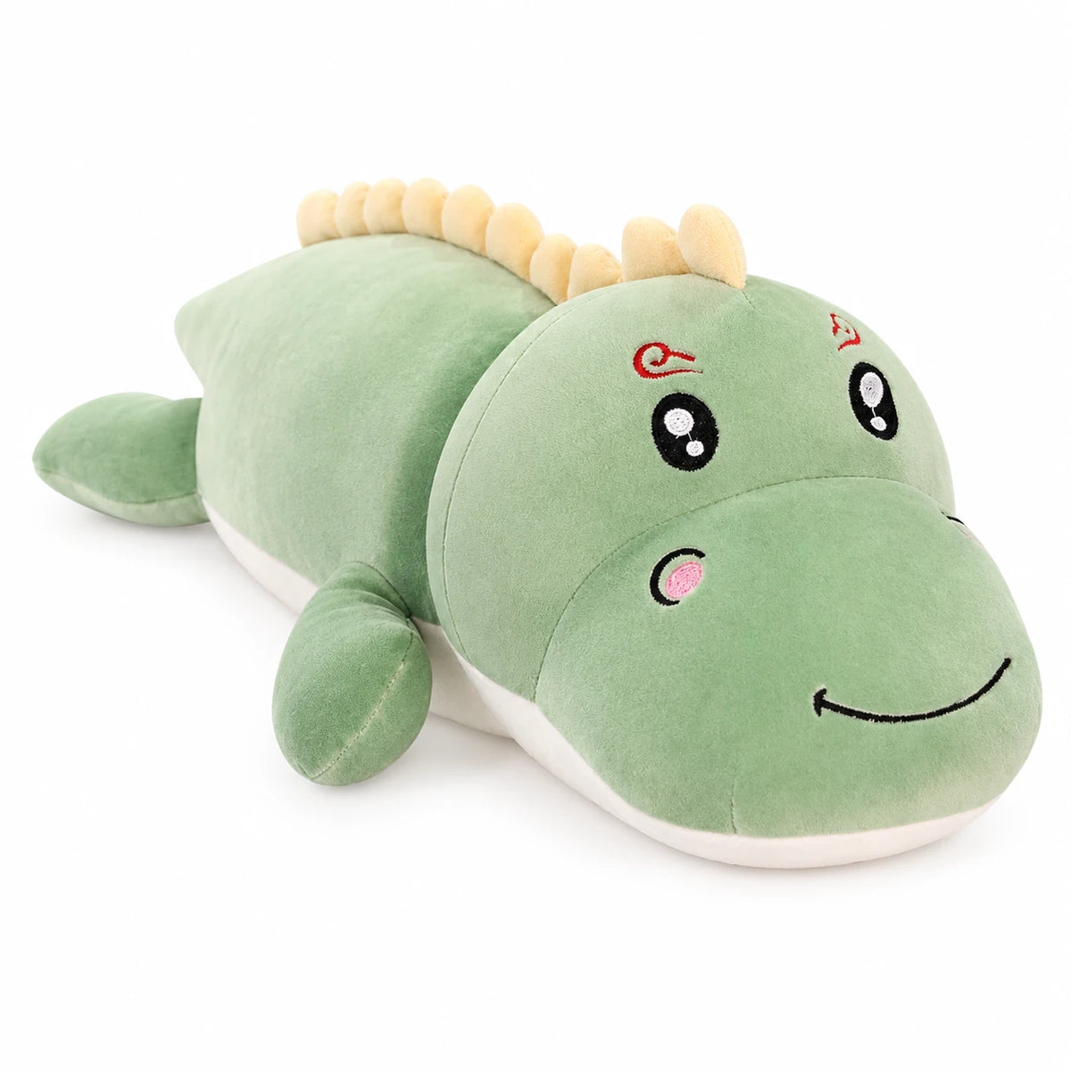 Dinosaur Plush Toy with Gentle Expression and Soft Texture - Green / Smiling / 19in / 50cm … (5 tailles)