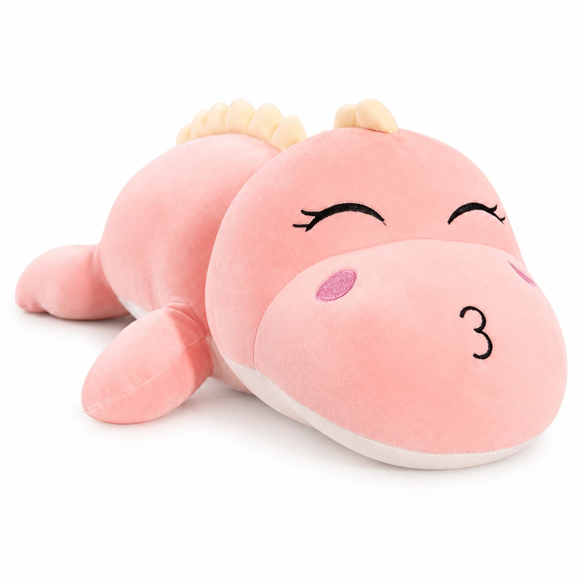 Dinosaur Plush Toy with Gentle Expression and Soft Texture - Pink / Kissing / 19in / 50cm … (5 tailles)