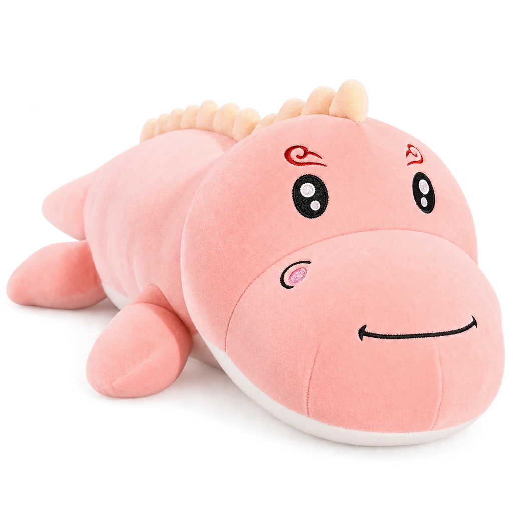 Dinosaur Plush Toy with Gentle Expression and Soft Texture - Pink / Smiling / 19in / 50cm … (5 tailles)