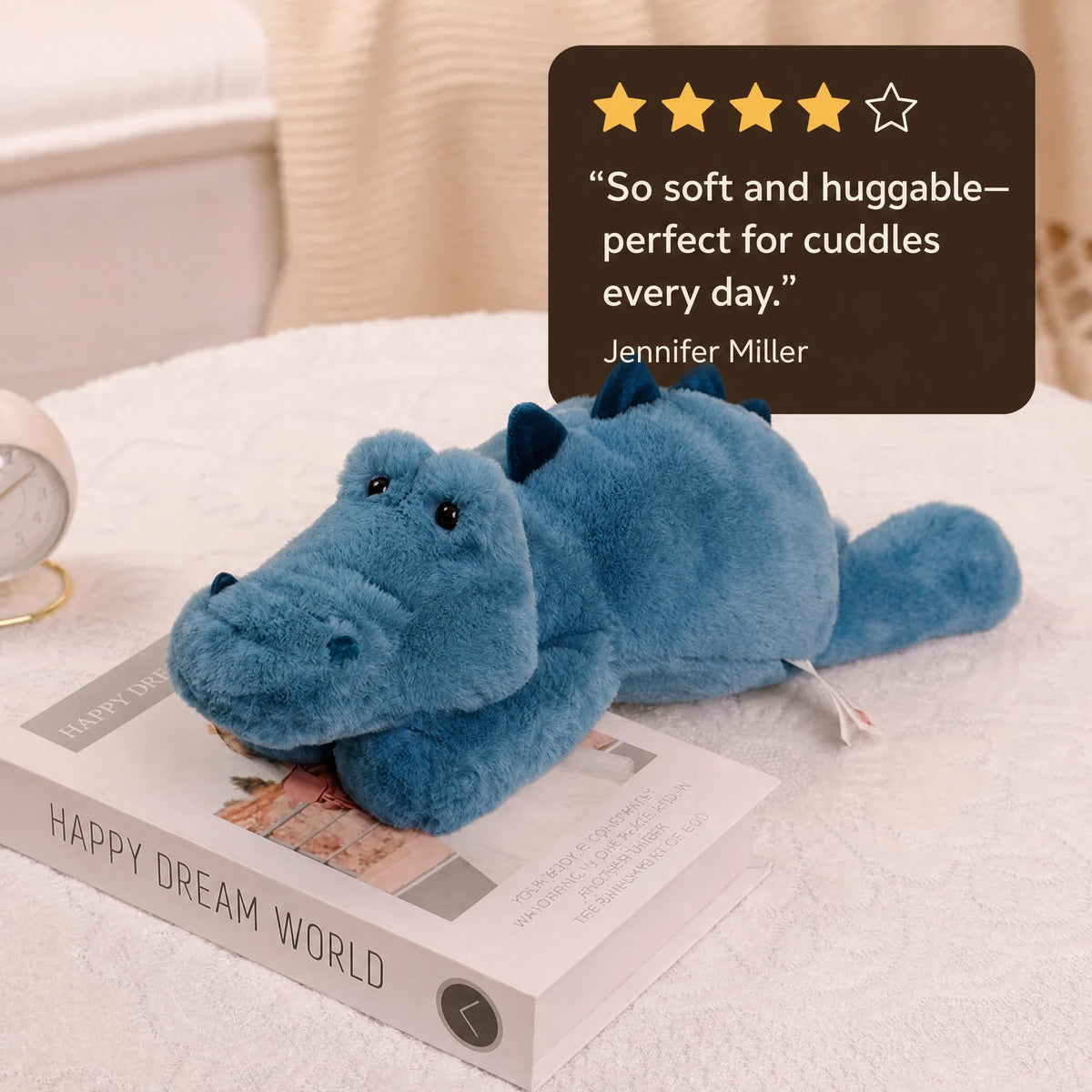 Dinosaur Plush Toy with Soft Spikes in Blue - Image témoignage