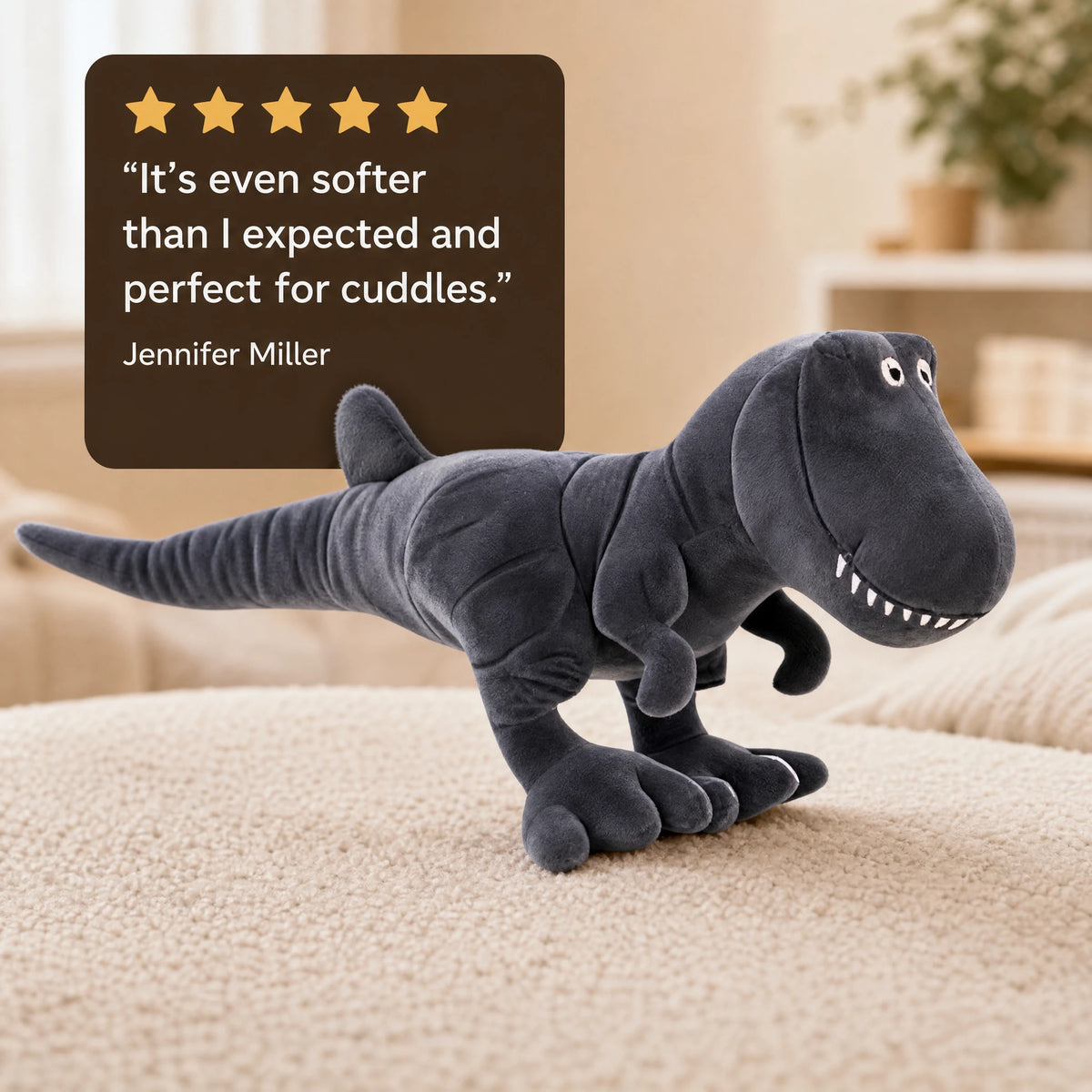 Dinosaur Plush Tyrannosaurus Rex Soft Gray T-Rex - Image témoignage