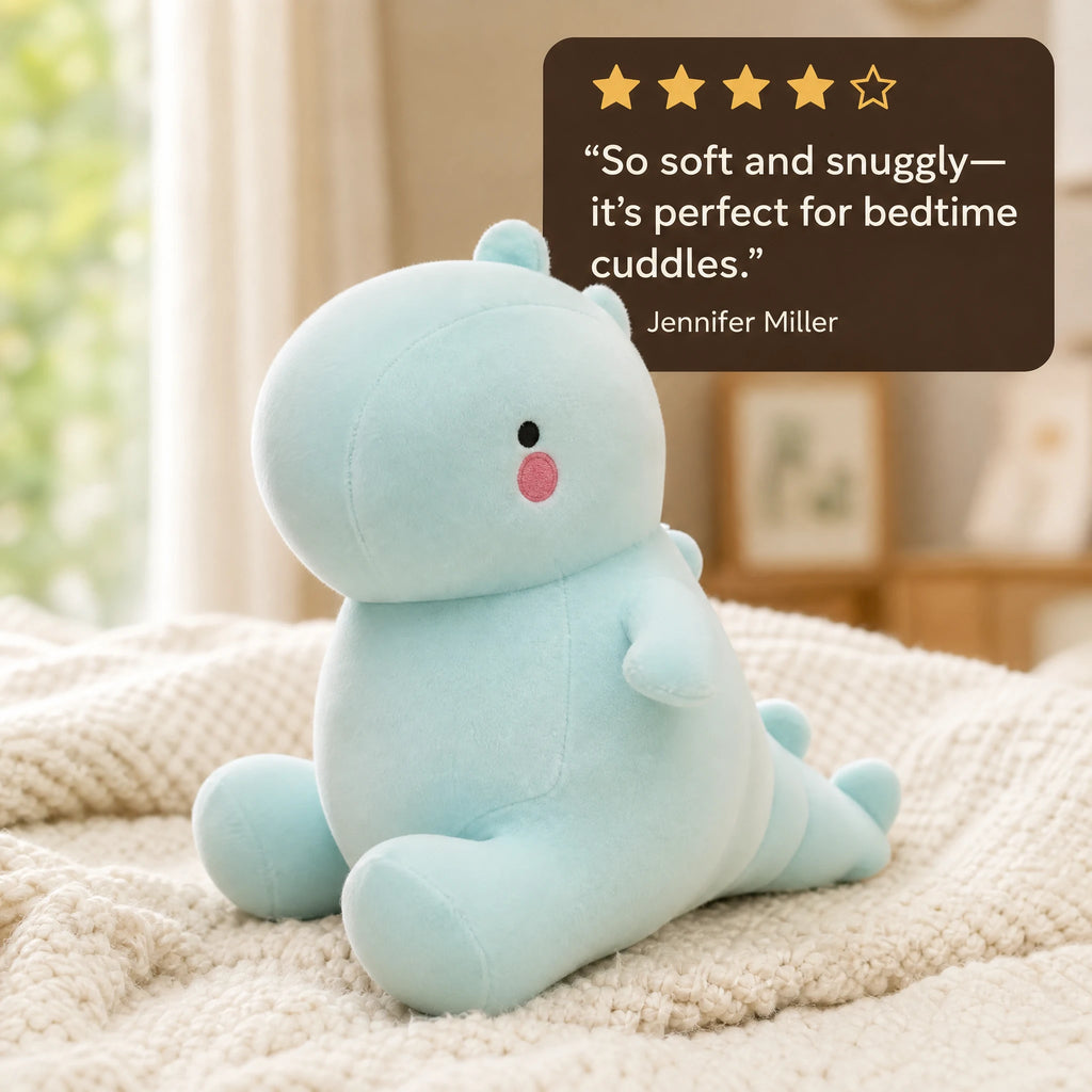 Dinosaur Plush with Soft Fabric in Pink and Blue - Image témoignage