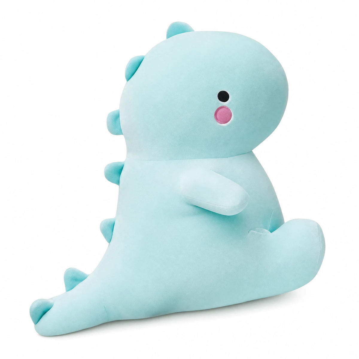 Dinosaur Plush with Spikes – Blue Sitting Design - Fond blanc, autre angle