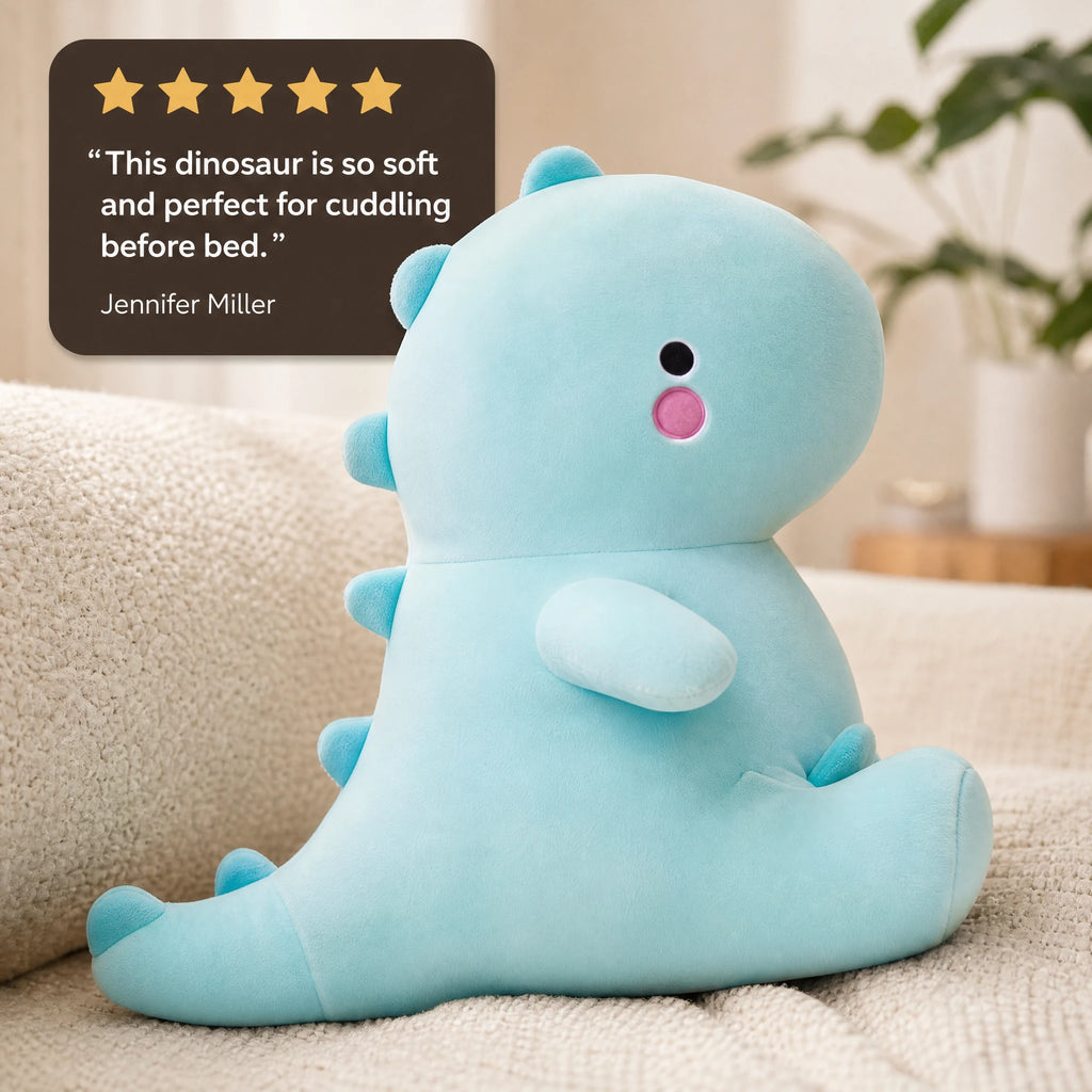 Dinosaur Plush with Spikes – Blue Sitting Design - Image témoignage