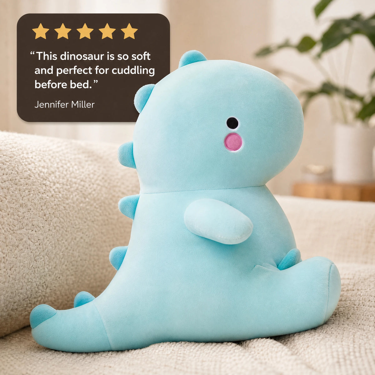 Dinosaur Plush with Spikes – Blue Sitting Design - Image témoignage