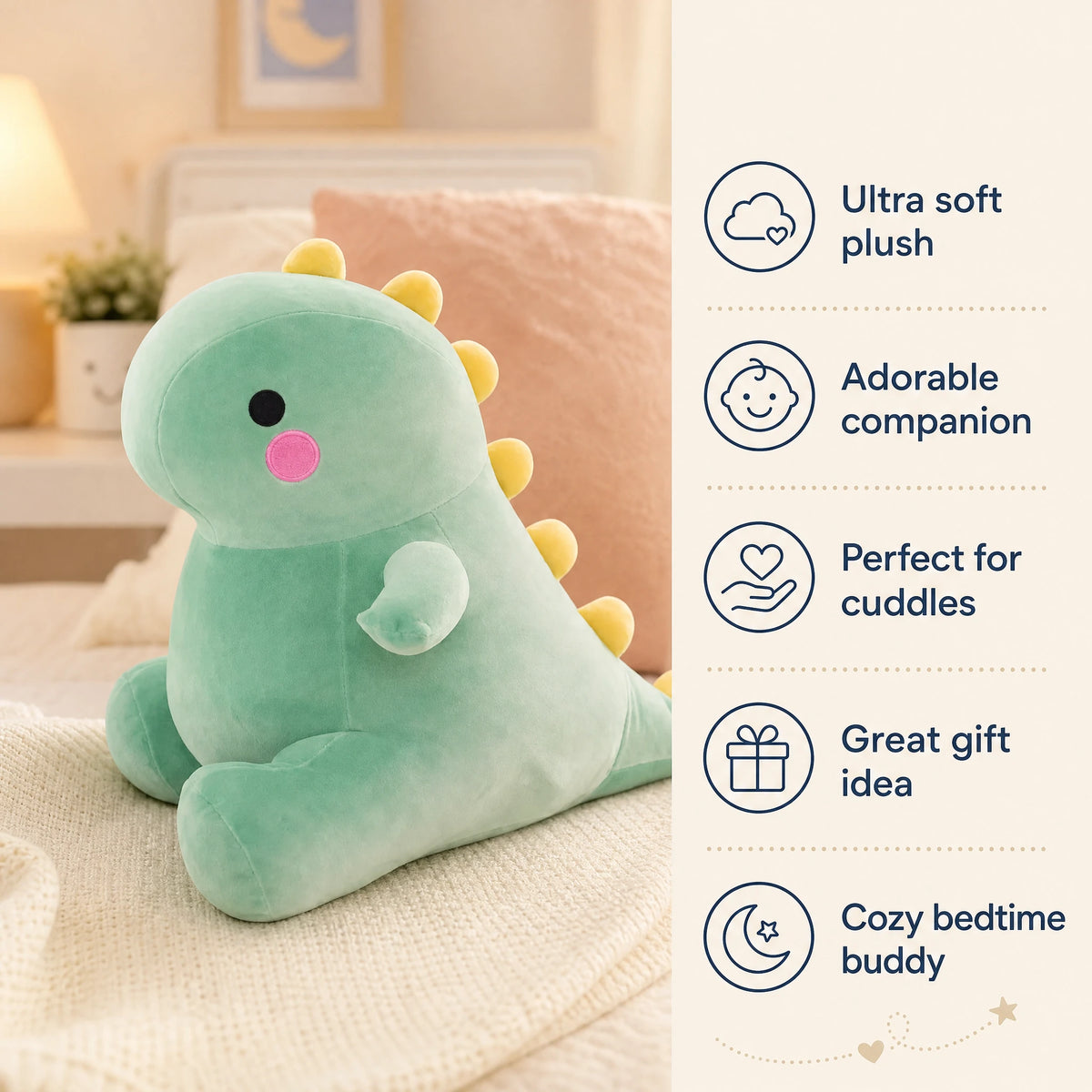 Dinosaur Plush with Yellow Spikes and Soft Fabric - Bénéfices produit