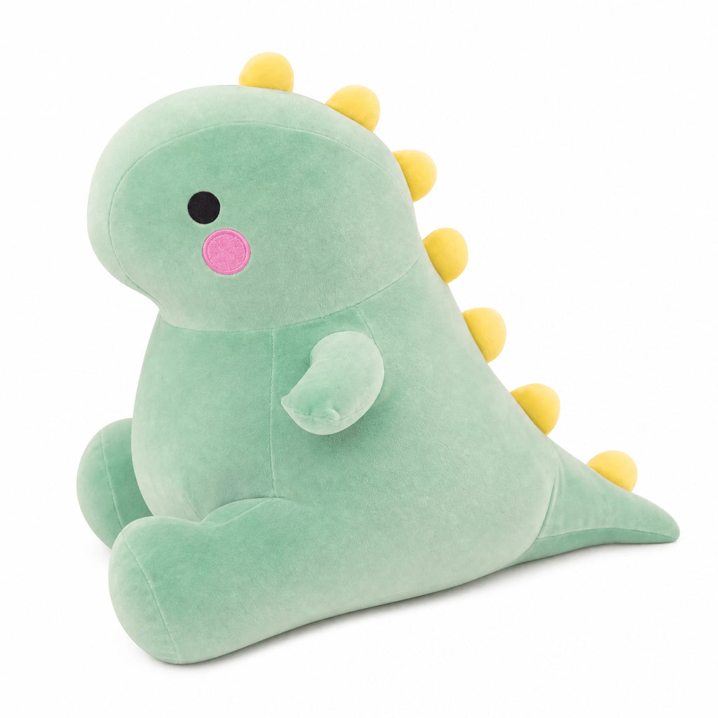 Dinosaur Plush with Yellow Spikes and Soft Fabric - Fond blanc