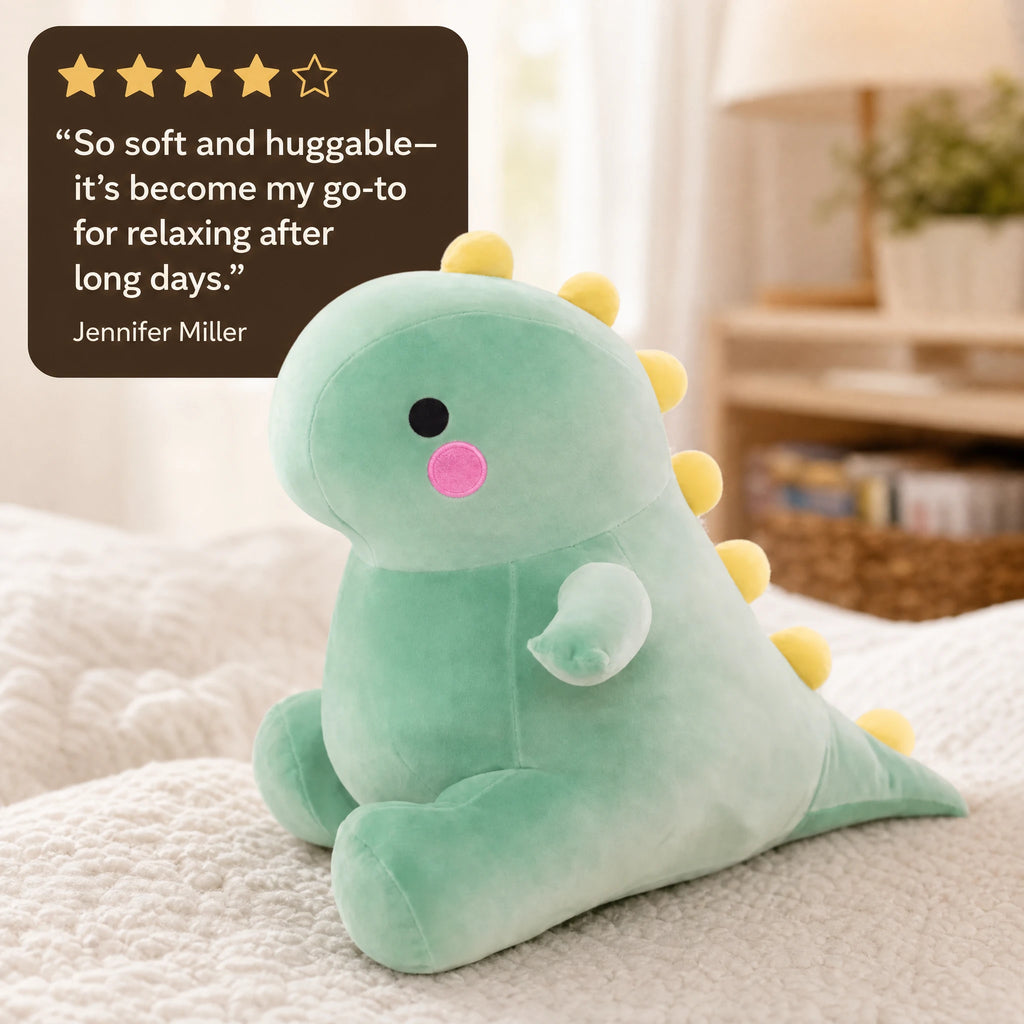 Dinosaur Plush with Yellow Spikes and Soft Fabric - Image témoignage