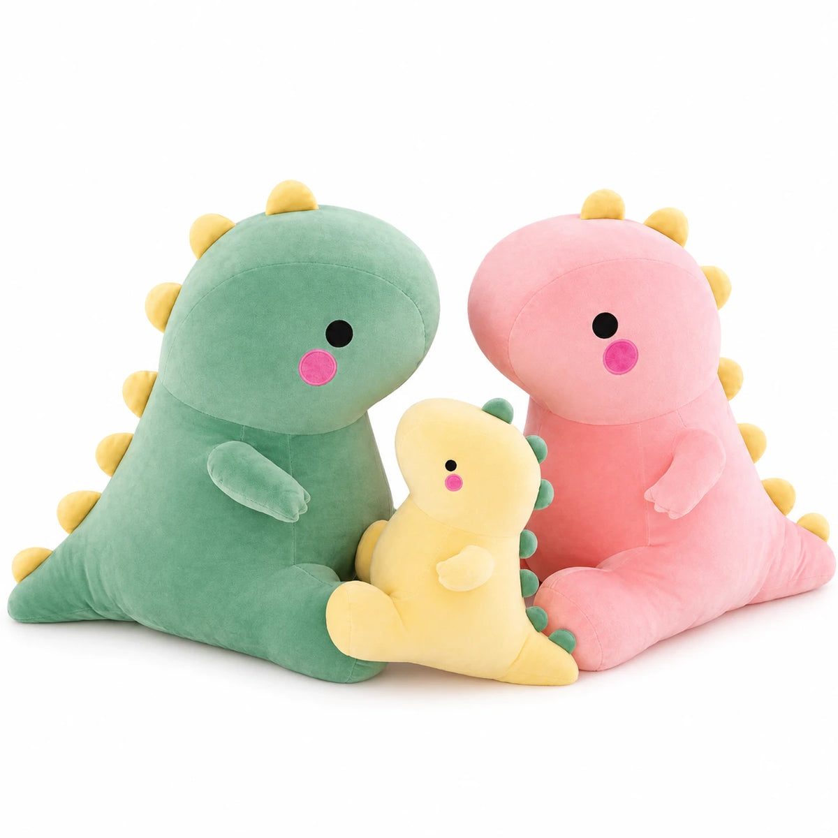 Dinosaur Plush with Yellow Spikes and Soft Fabric - Set of 3 / 8in / 20cm … (4 tailles)