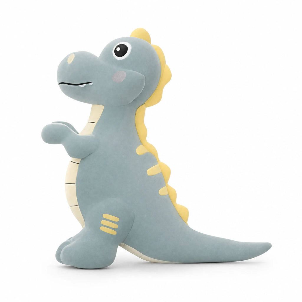 Dinosaur Plush with Yellow Spines and Soft Fabric - Fond blanc