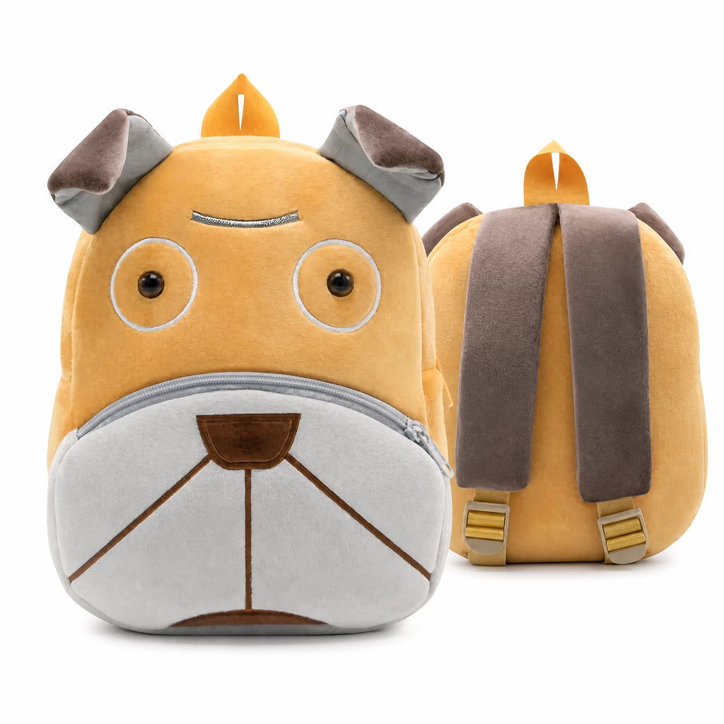 Dog Backpack Plush with Adjustable Straps for Toddlers - Fond blanc