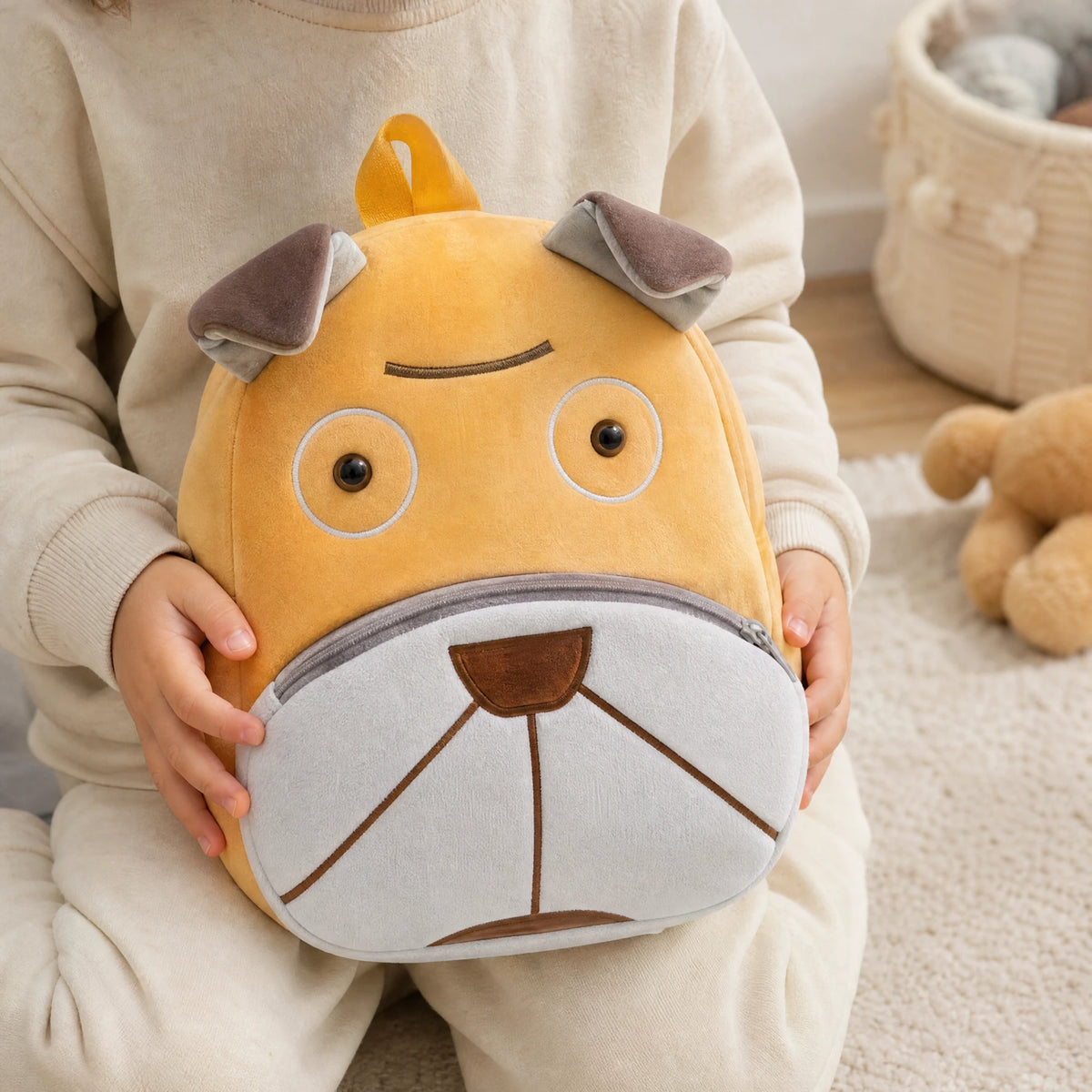 Dog Backpack Plush with Adjustable Straps for Toddlers - Utilisation du produit