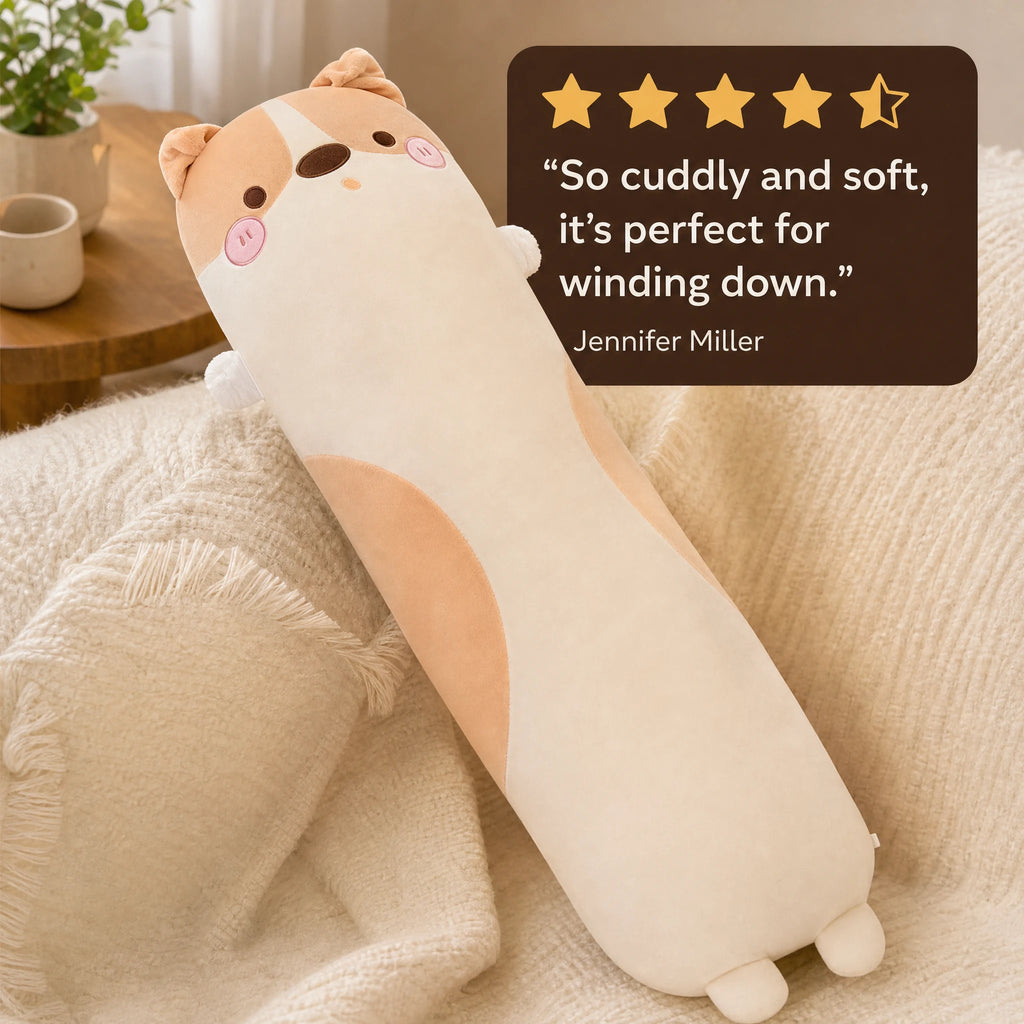 Dog Body Pillow in Soft Plush with Huggable Design - Image témoignage