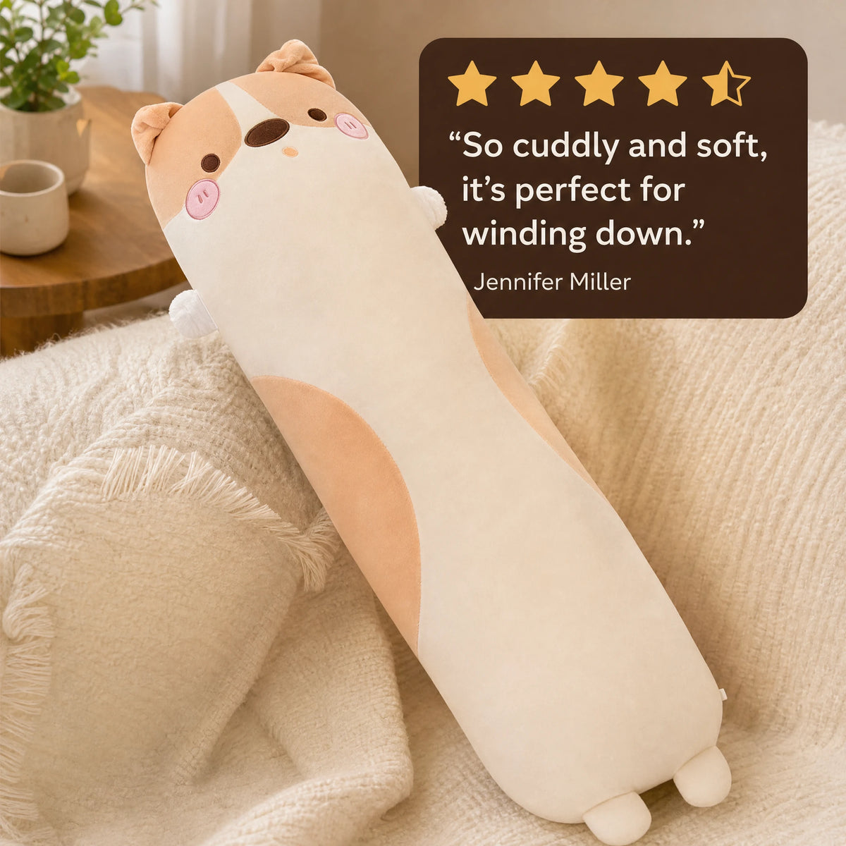 Dog Body Pillow in Soft Plush with Huggable Design - Image témoignage